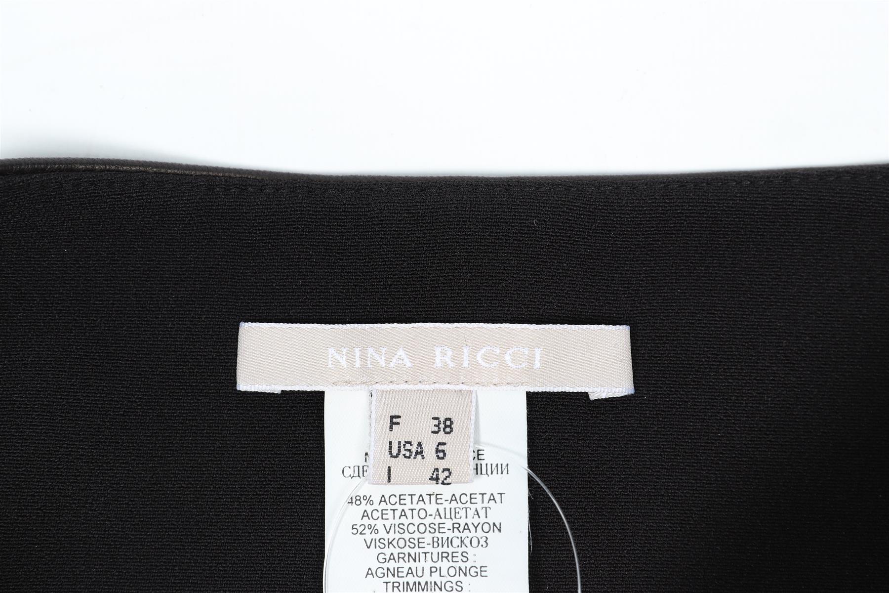 NINA RICCI CREPE AND LEATHER MINI SKIRT FR 38 UK 10 - Image 4