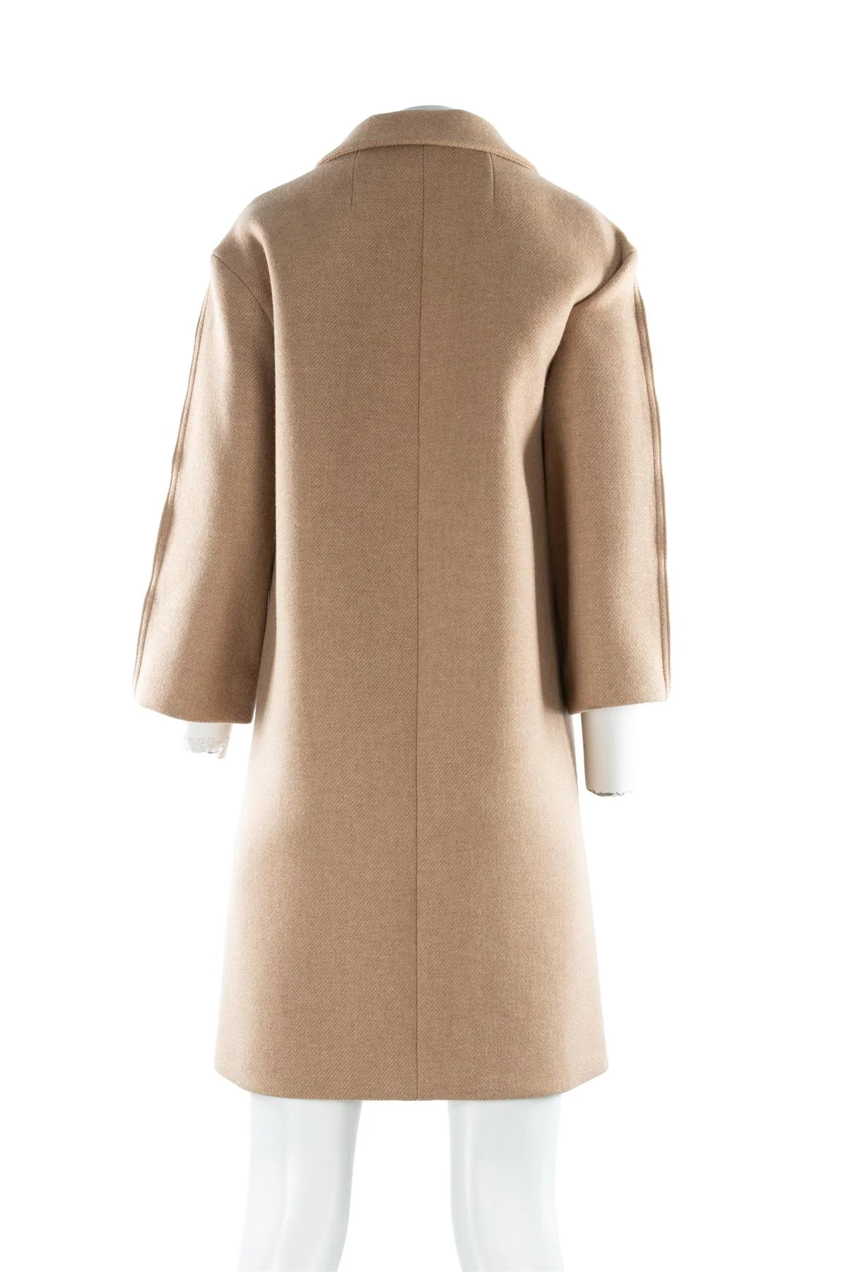 NINA RICCI TAN WOOL COAT FR 36 UK 8 - Image 4