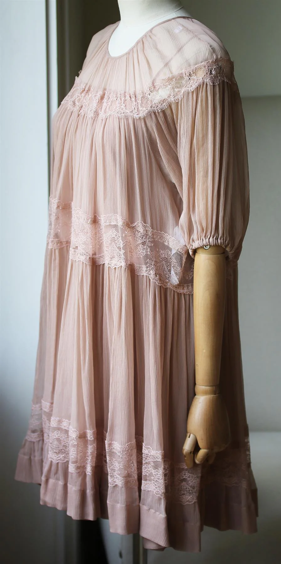 No. 21 LACE TRIMMED SILK MINI DRESS IT 38 UK 6 - Image 3