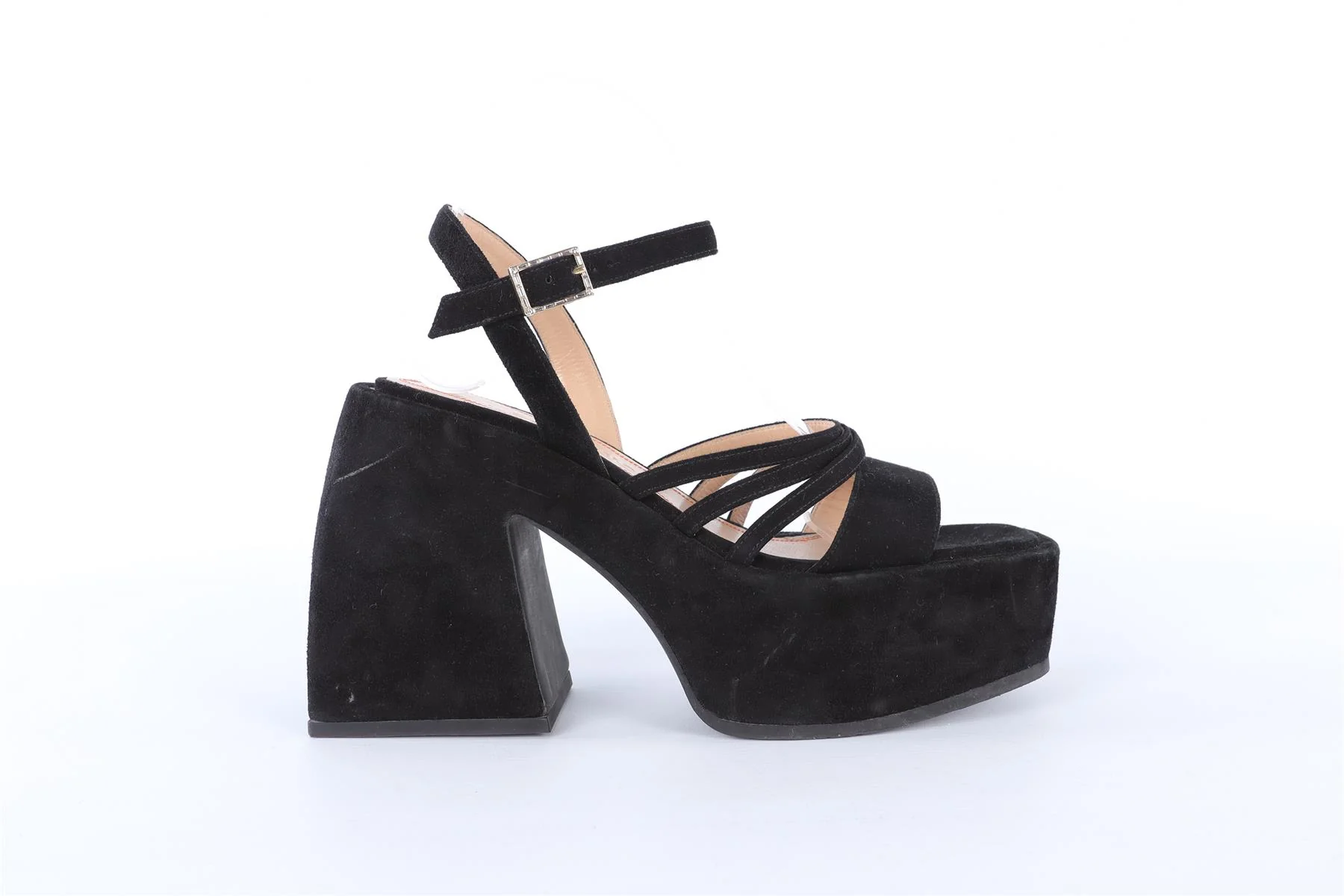 NODALETO BLACK SUEDE PLATFORM SANDALS EU 38.5 UK 5.5 US 8.5 - Image 2