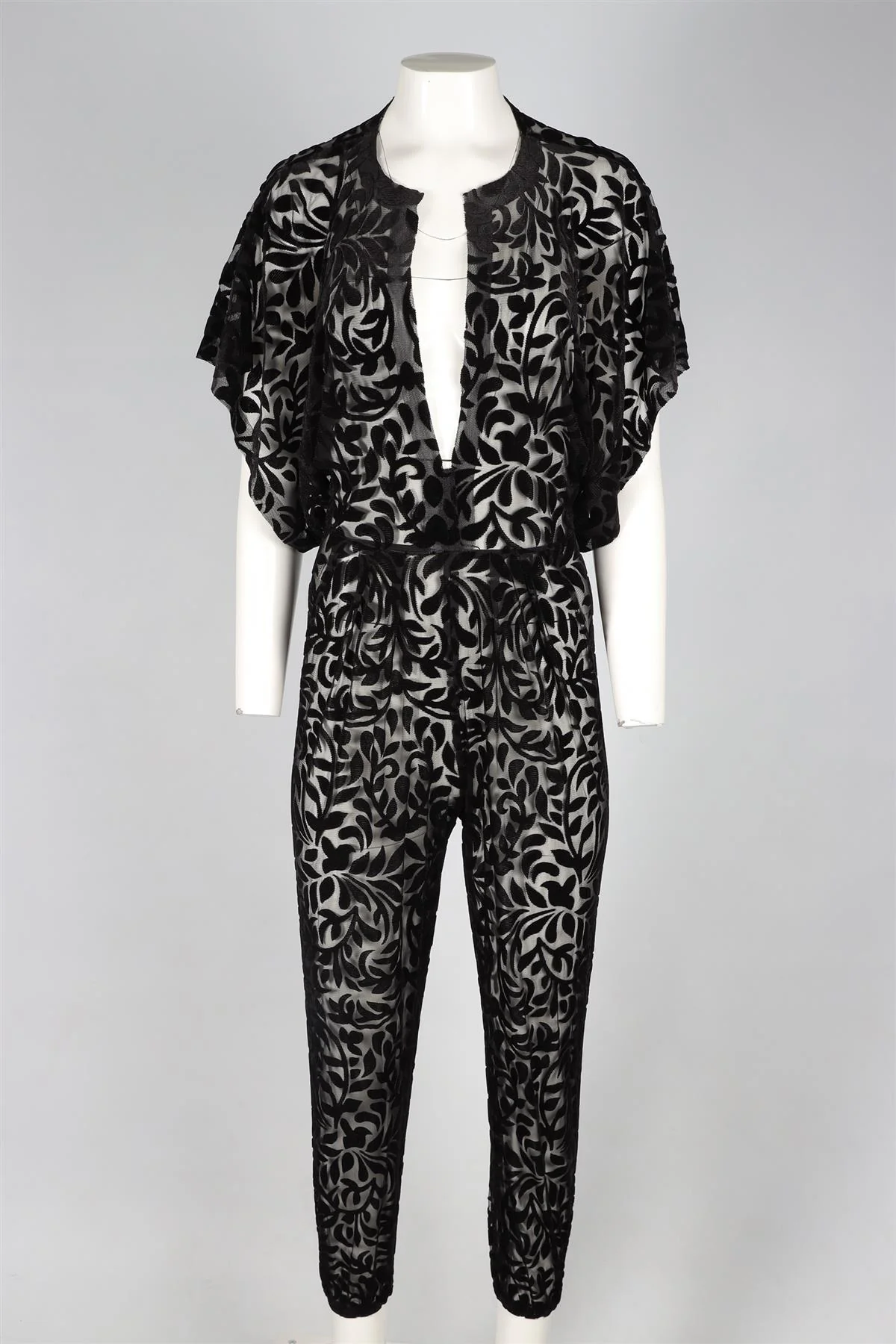 NORMA KAMALI BLACK MESH JUMPSUIT XSMALL - Image 2