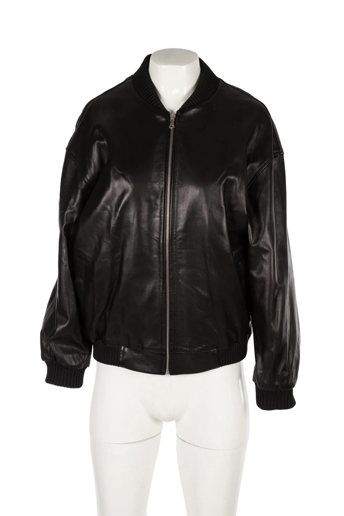 NOUR HAMMOUR BLACK MARLY LEATHER BOMBER JACKET FR 34 UK 6 - Image 2