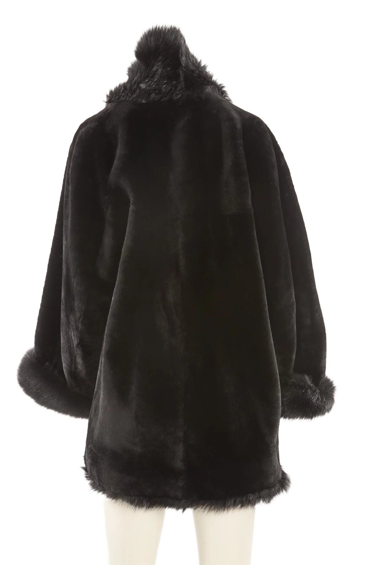 NOUR HAMMOUR BLACK SHEARLING COAT XSMALL - Image 4