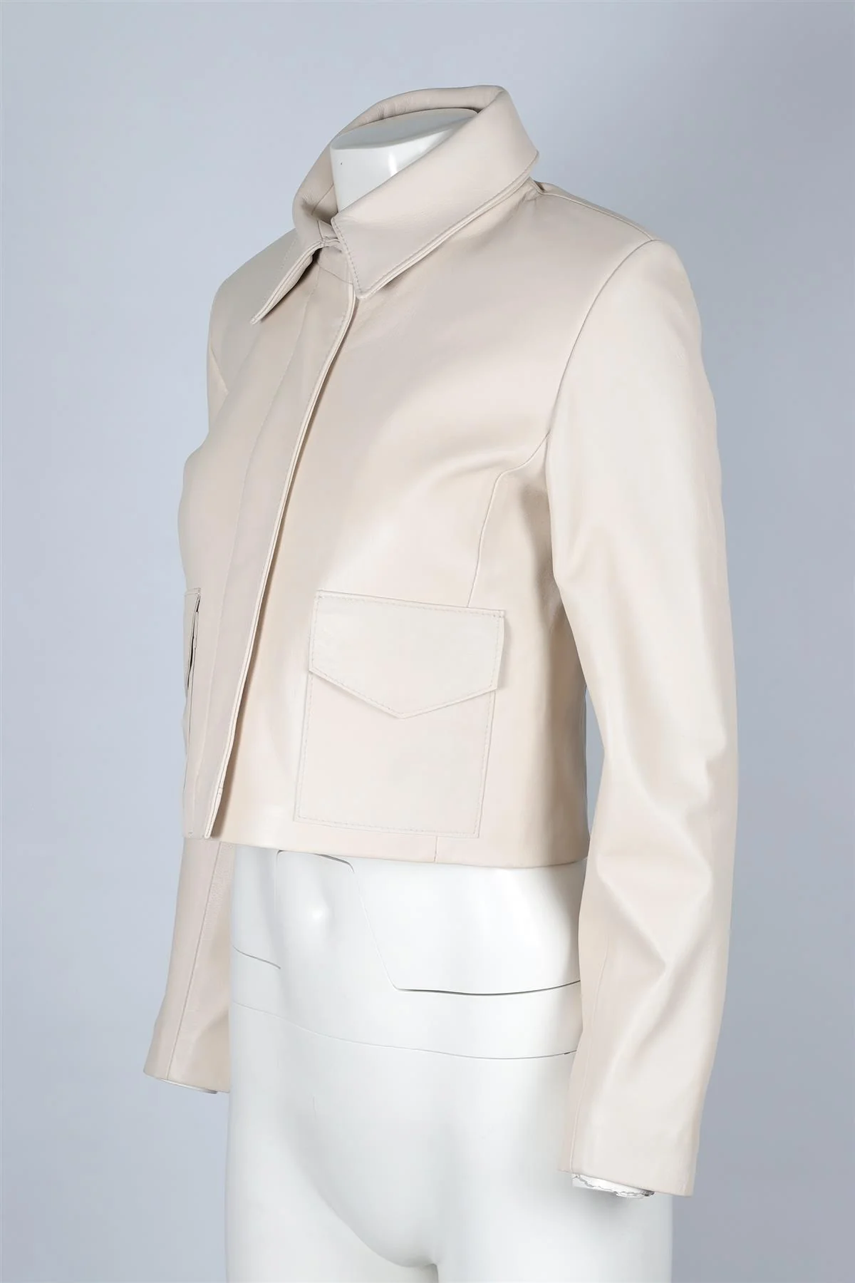 NOUR HAMMOUR GREY LEATHER JACKET FR 34 UK 6 - Image 3