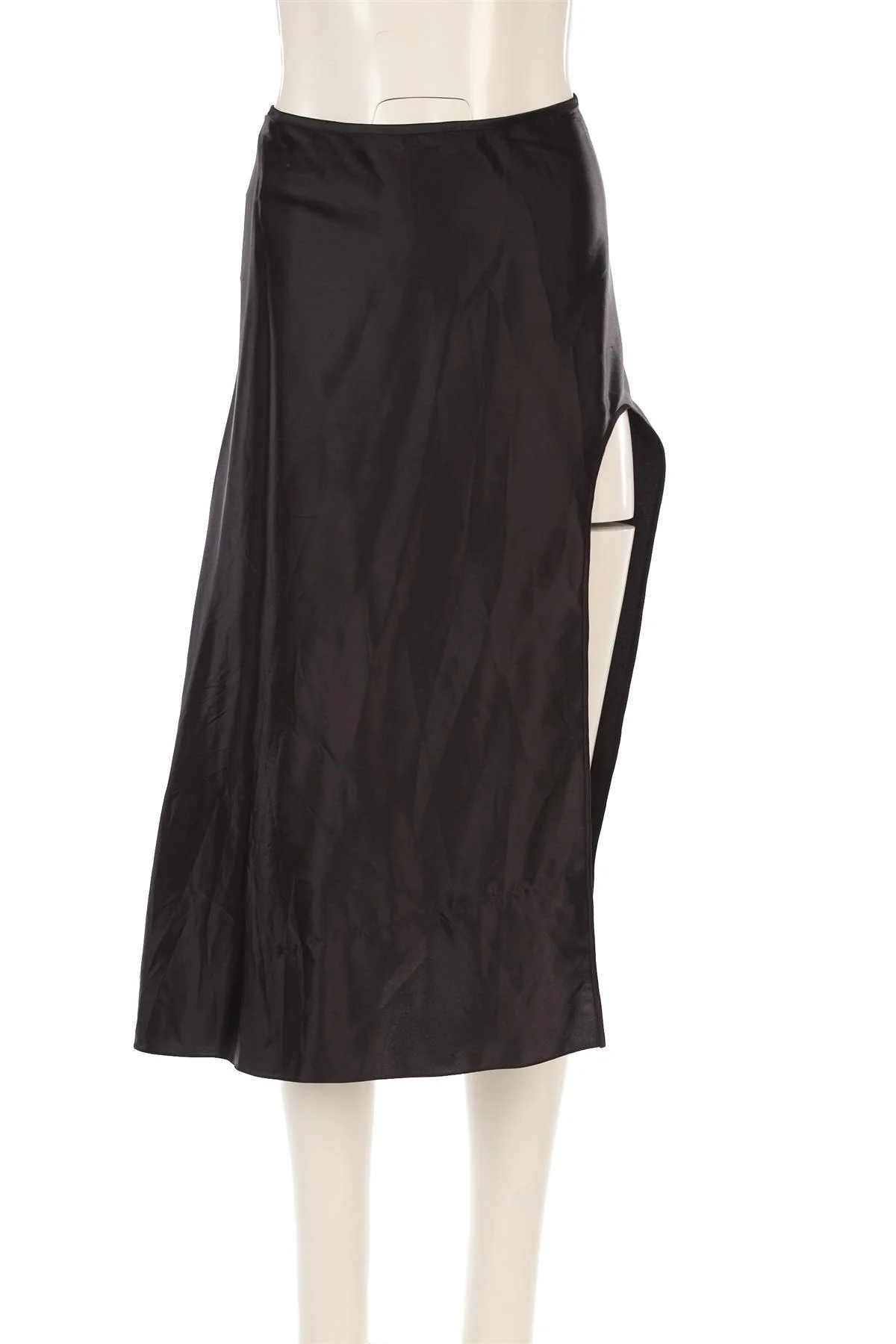 NUÉ STUDIO BLACK SATIN MIDI SKIRT XSMALL - Image 2
