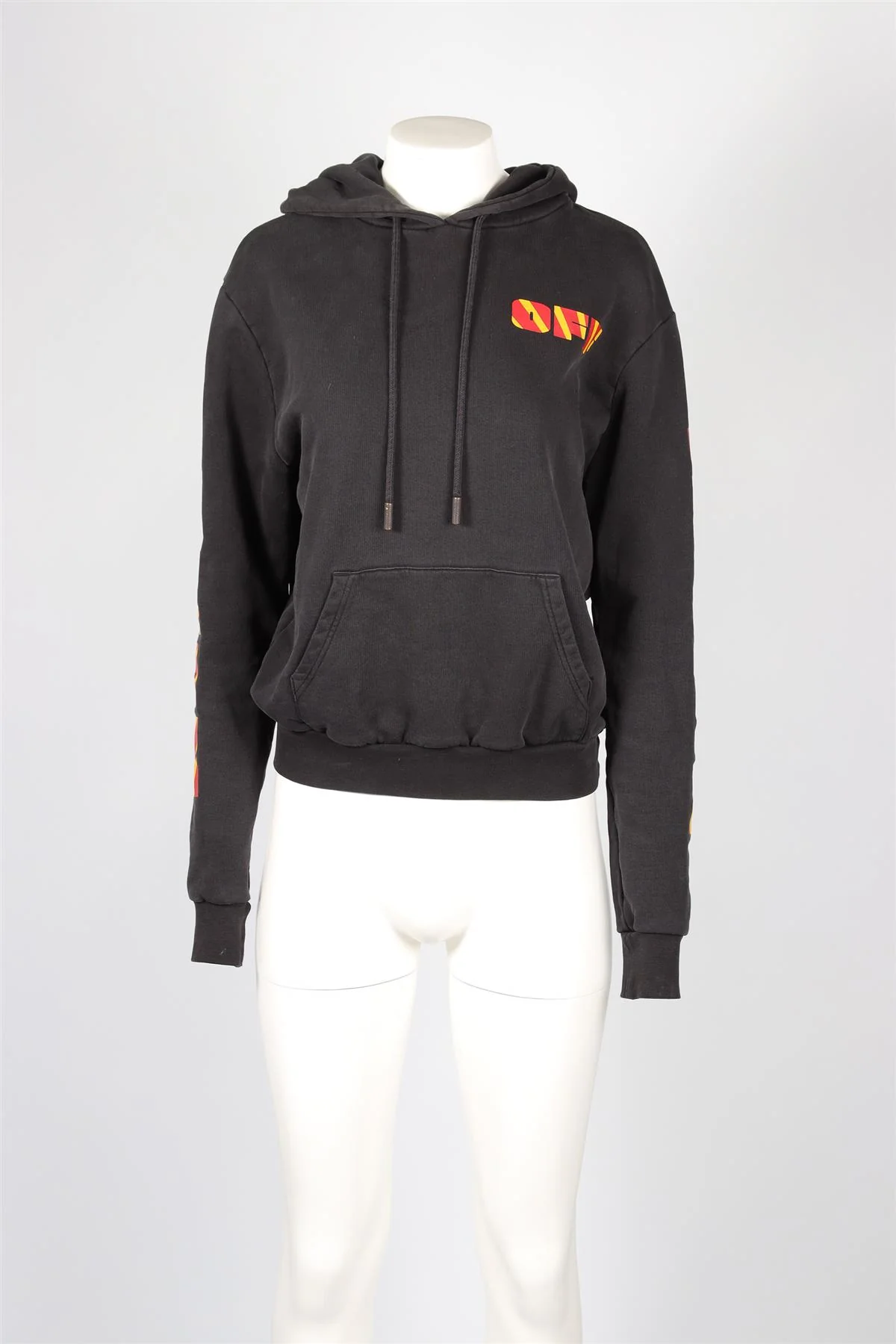 OFF-WHITE BLACK COTTON HOODIE XSMALL - Image 2