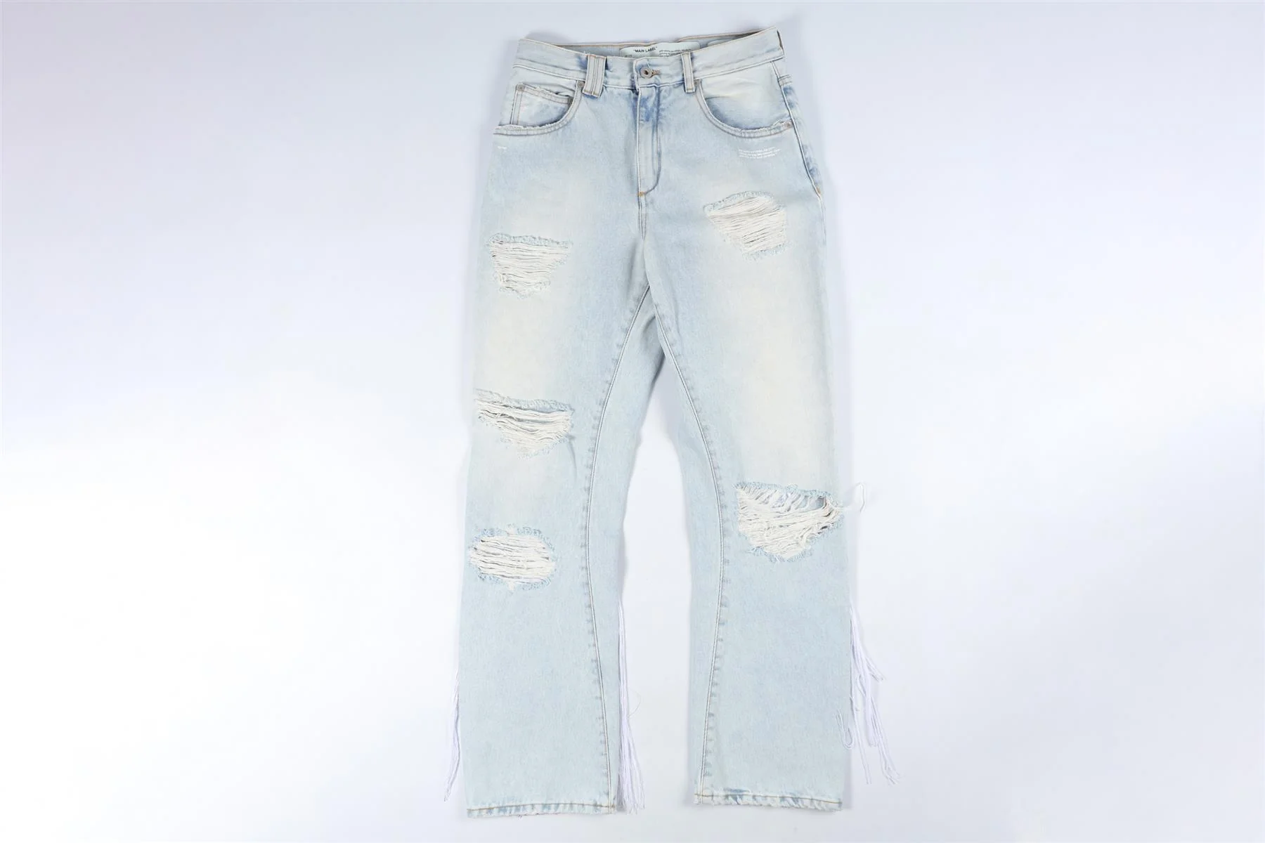 OFF-WHITE BLUE HIGH RISE STRAIGHT LEG JEANS W25 UK 6-8 - Image 2