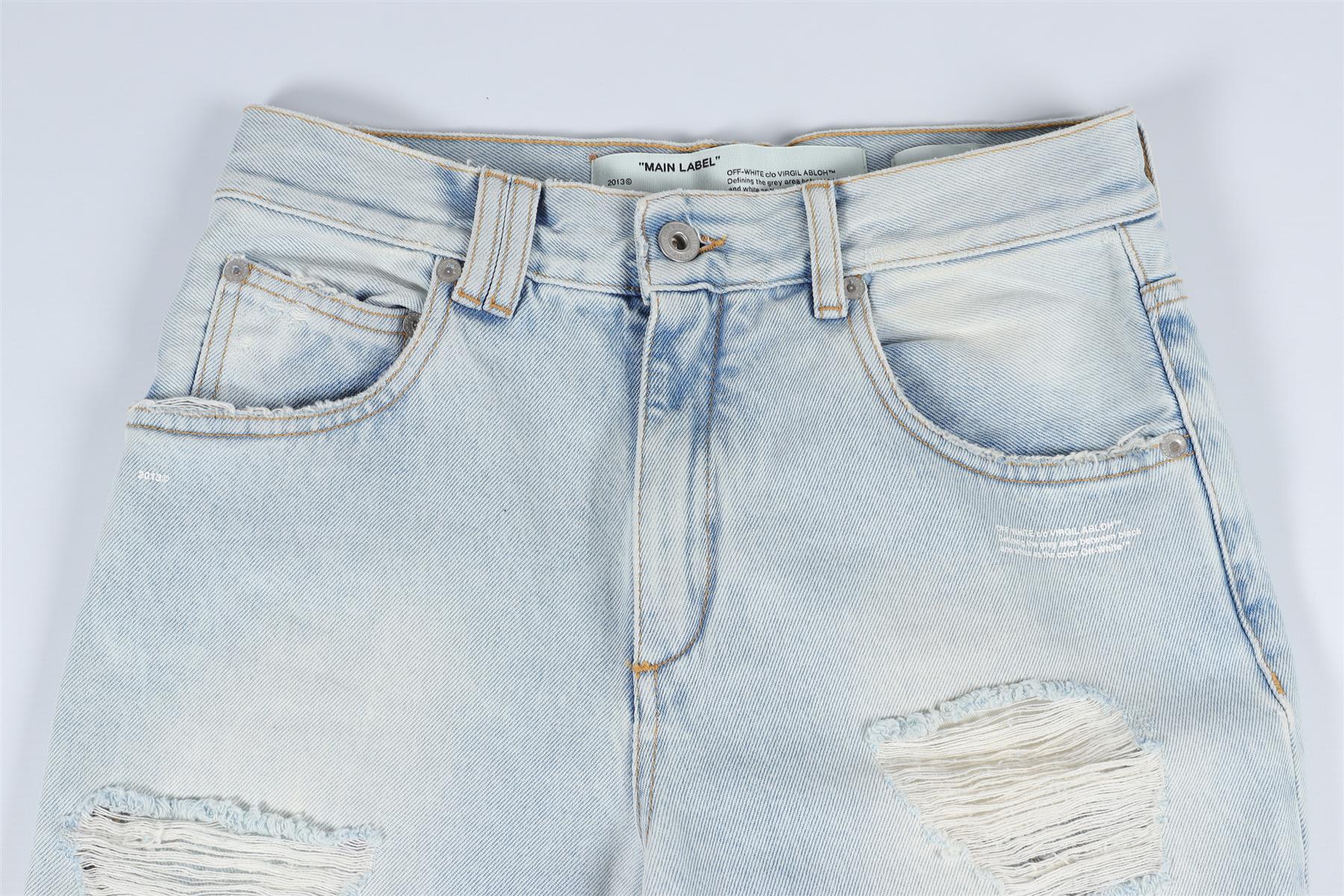 OFF-WHITE BLUE HIGH RISE STRAIGHT LEG JEANS W25 UK 6-8 - Image 3