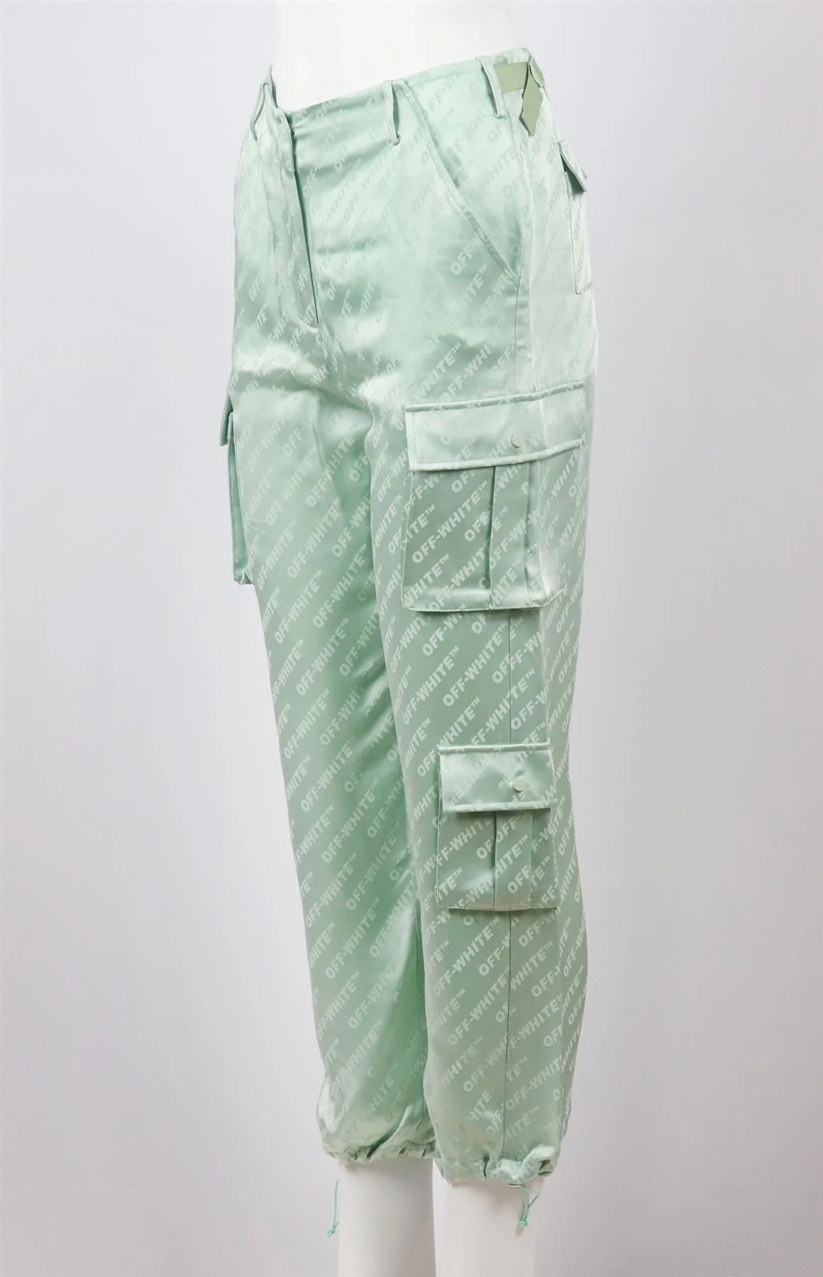 OFF-WHITE C/O VIRGIL ABLOH SATIN JACQUARD STRAIGHT LEG PANTS IT 40 UK 8 - Image 3