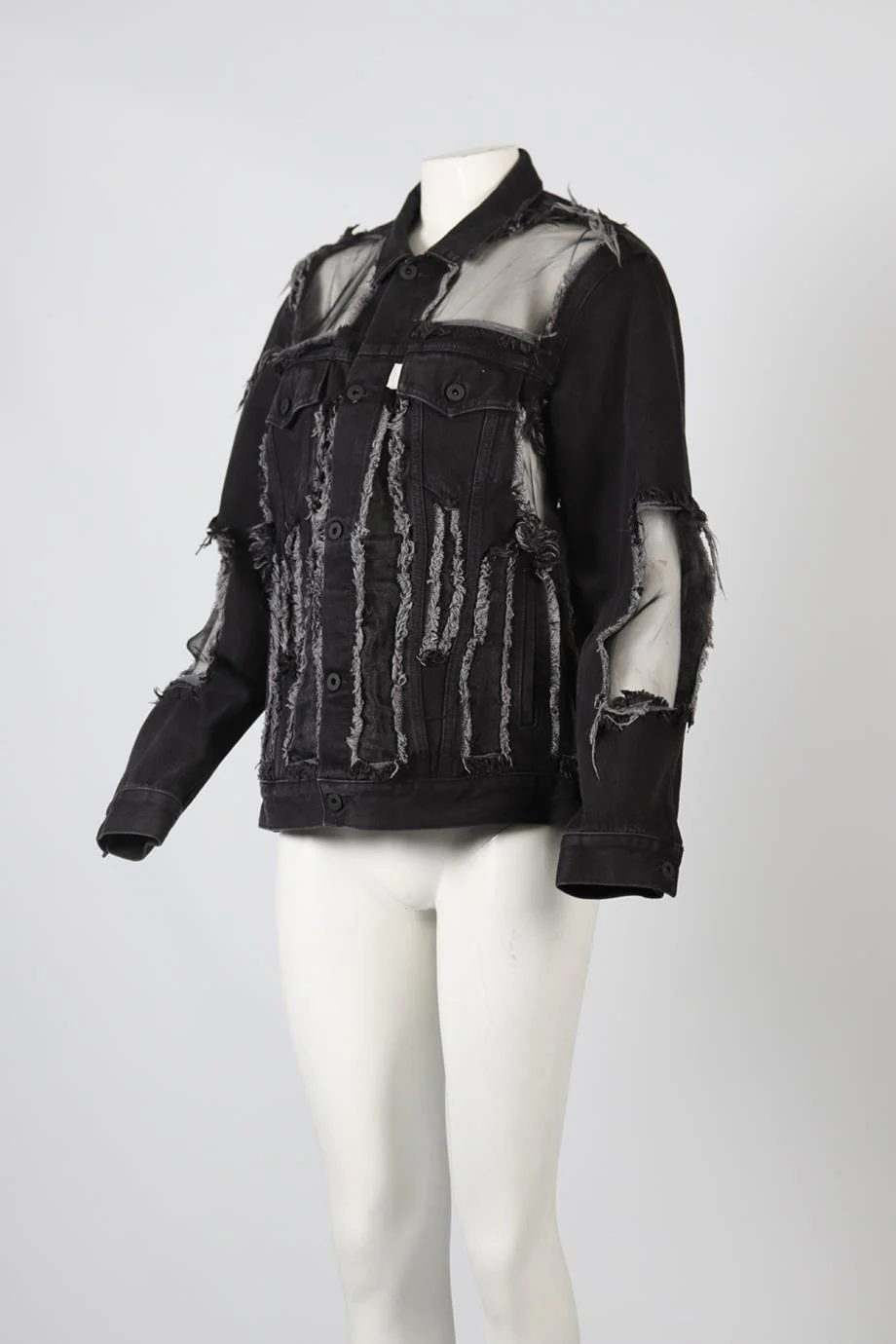 OFF-WHITE C/O VIRGIL ABLOH TULLE AND DENIM JACKET SMALL - Image 3