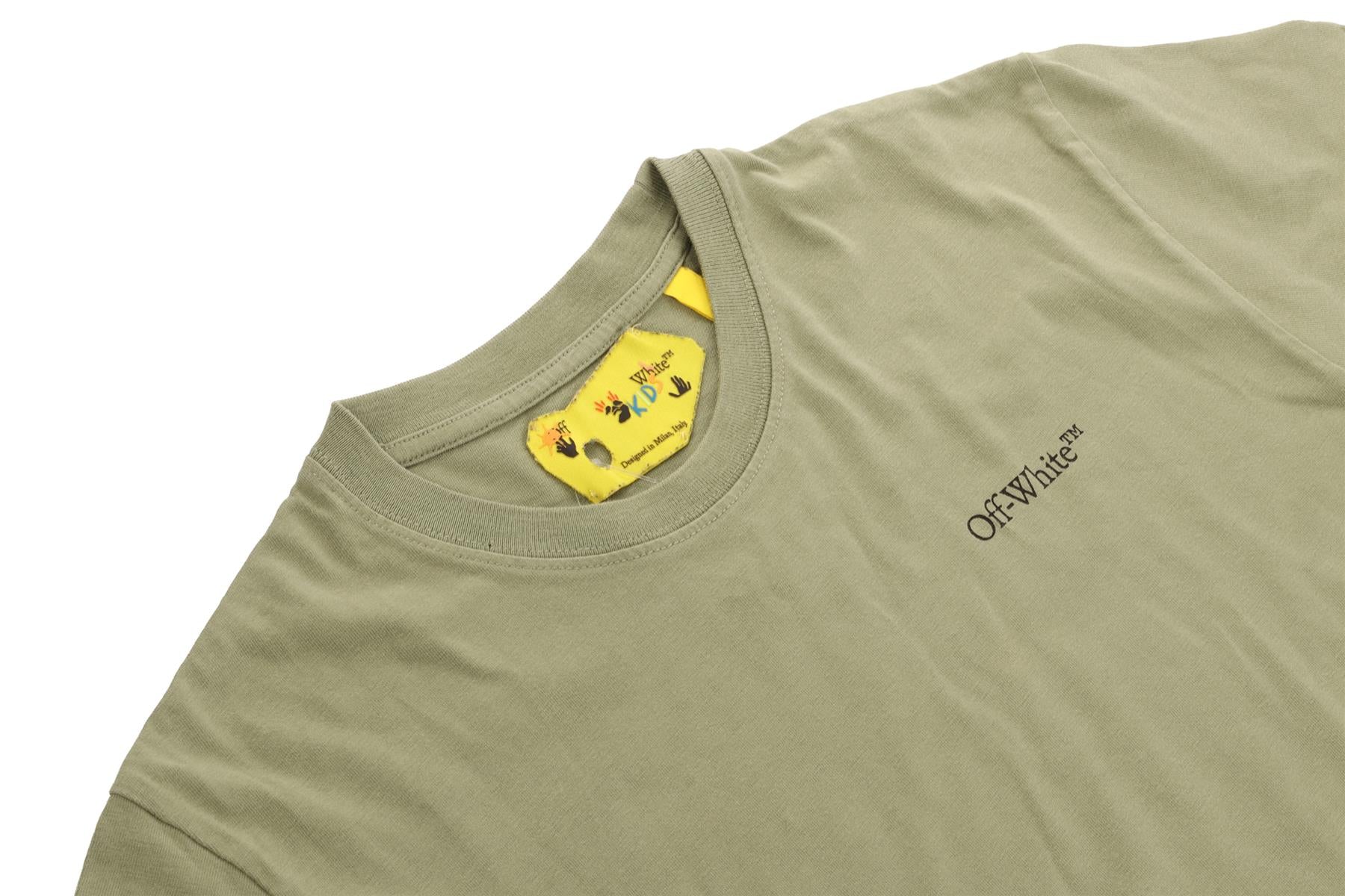 OFF-WHITE GREEN KIDS BOYS T-SHIRT 10 YEARS - Image 3