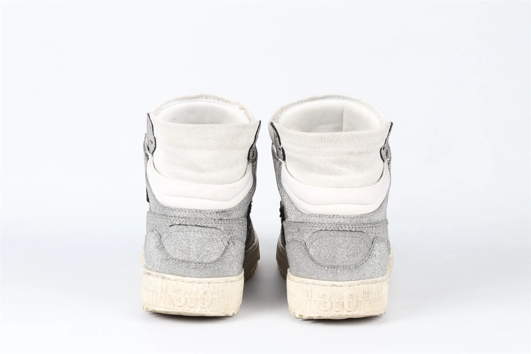 OFF-WHITE SILVER OFF-COURT GLITTER SNEAKERS EU 37 UK 4 US 7 - Image 5