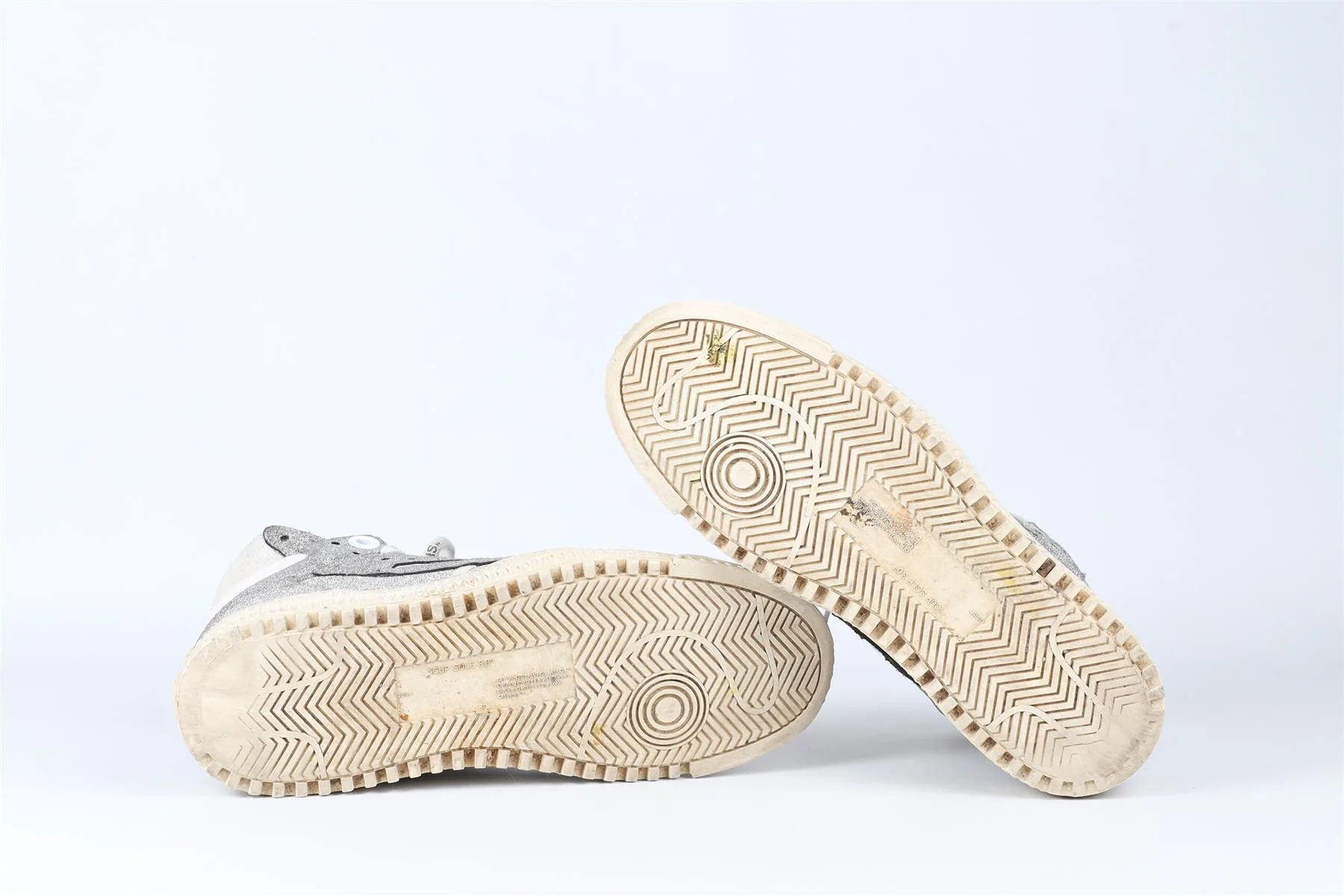 OFF-WHITE SILVER OFF-COURT GLITTER SNEAKERS EU 37 UK 4 US 7 - Image 6