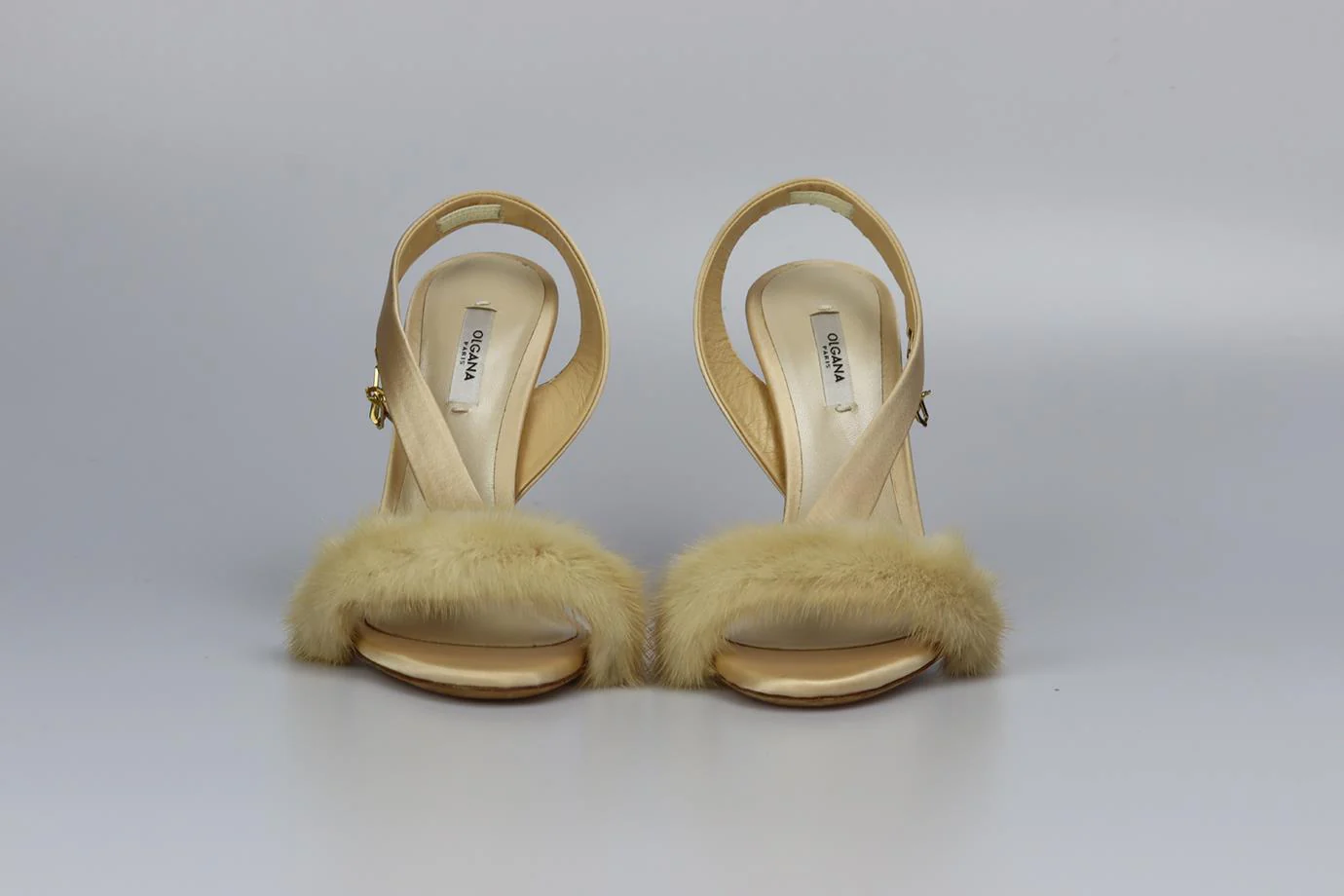 OLGANA MINK FUR AND SATIN SANDALS EU 38.5 UK 5.5 US 8.5 - Image 3