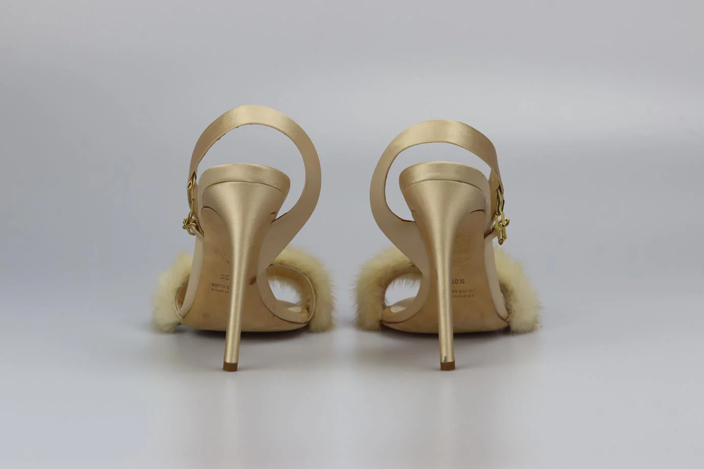 OLGANA MINK FUR AND SATIN SANDALS EU 38.5 UK 5.5 US 8.5 - Image 4