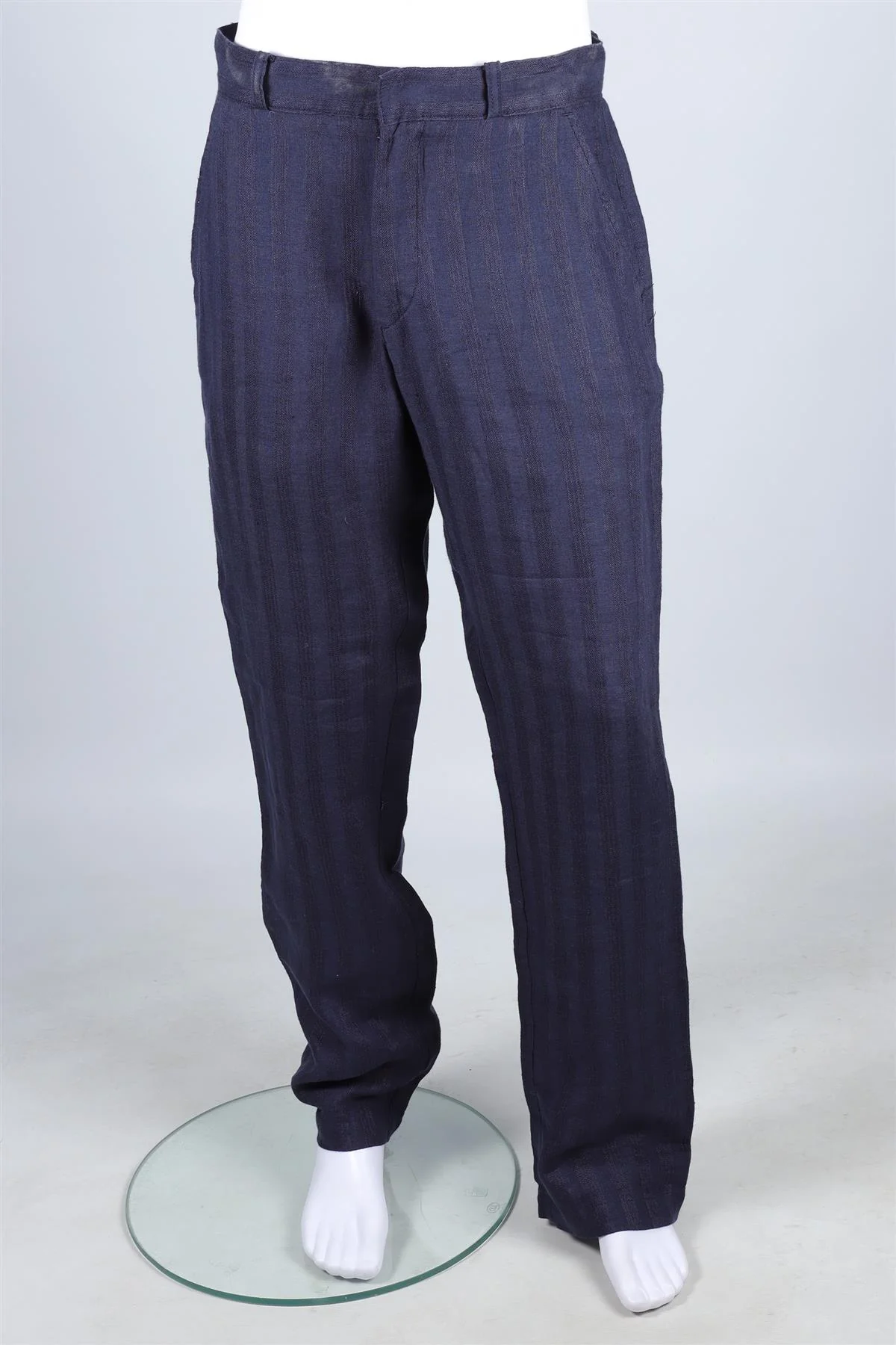 OLIVER SPENCER NAVY MEN'S LINEN STRAIGHT LEG PANTS UK/US WAIST 30 - Image 2