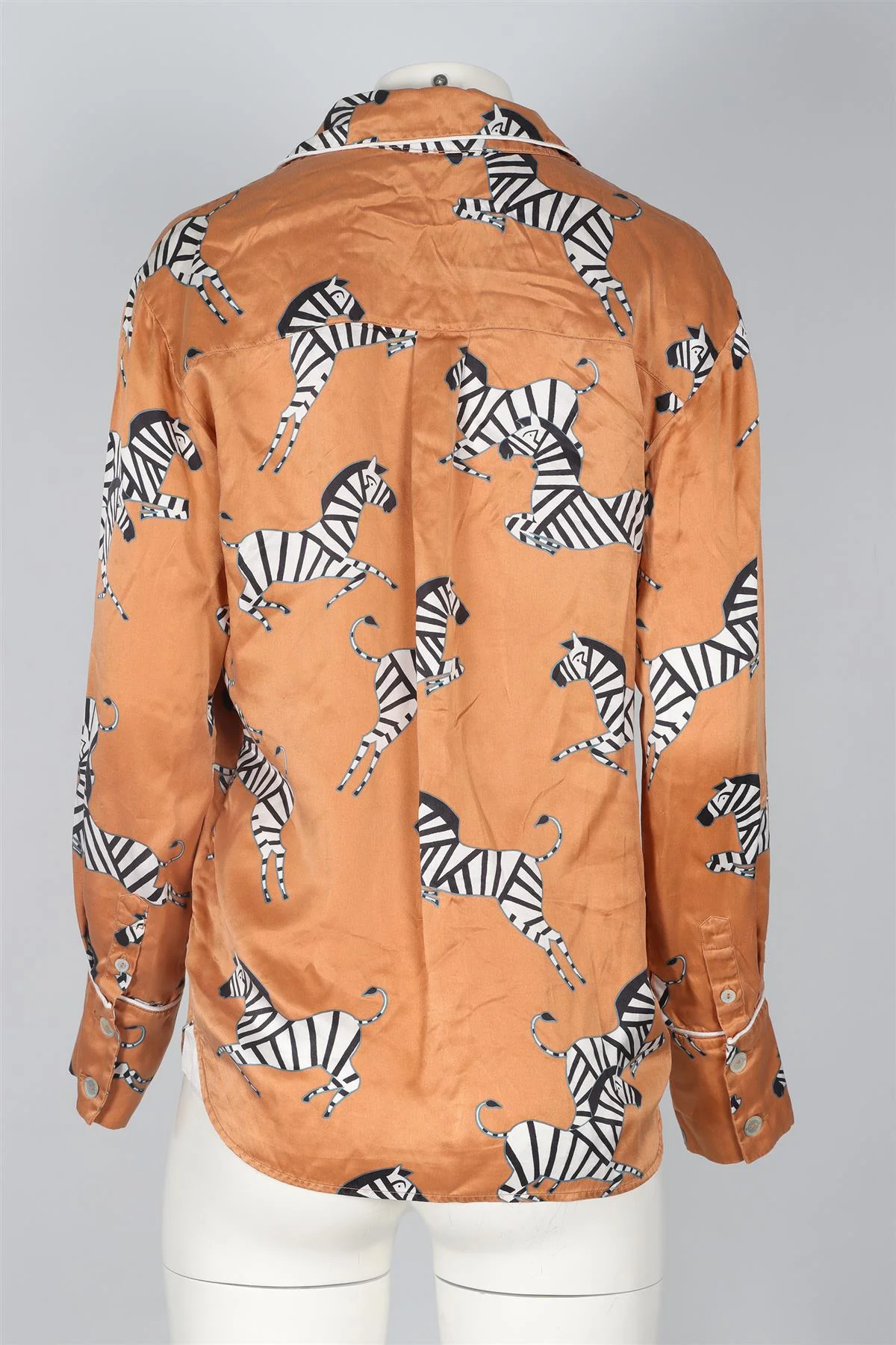 OLIVIA VAN HALLE ORANGE SILK SHIRT SMALL - Image 4