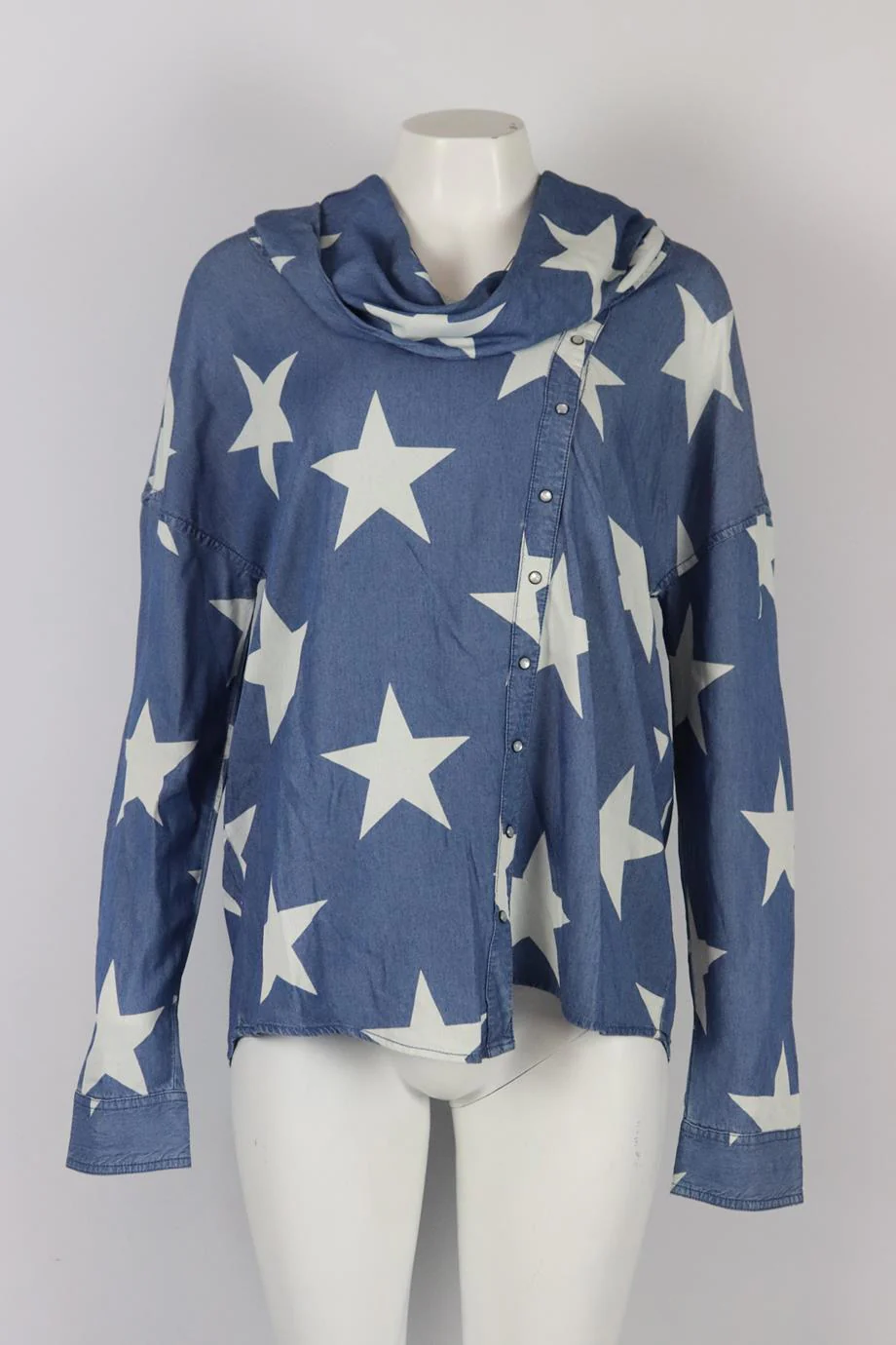 ONE BY ONE TEASPOON PRINTED COTTON CHAMBRAY SHIRT SMALL - Image 2