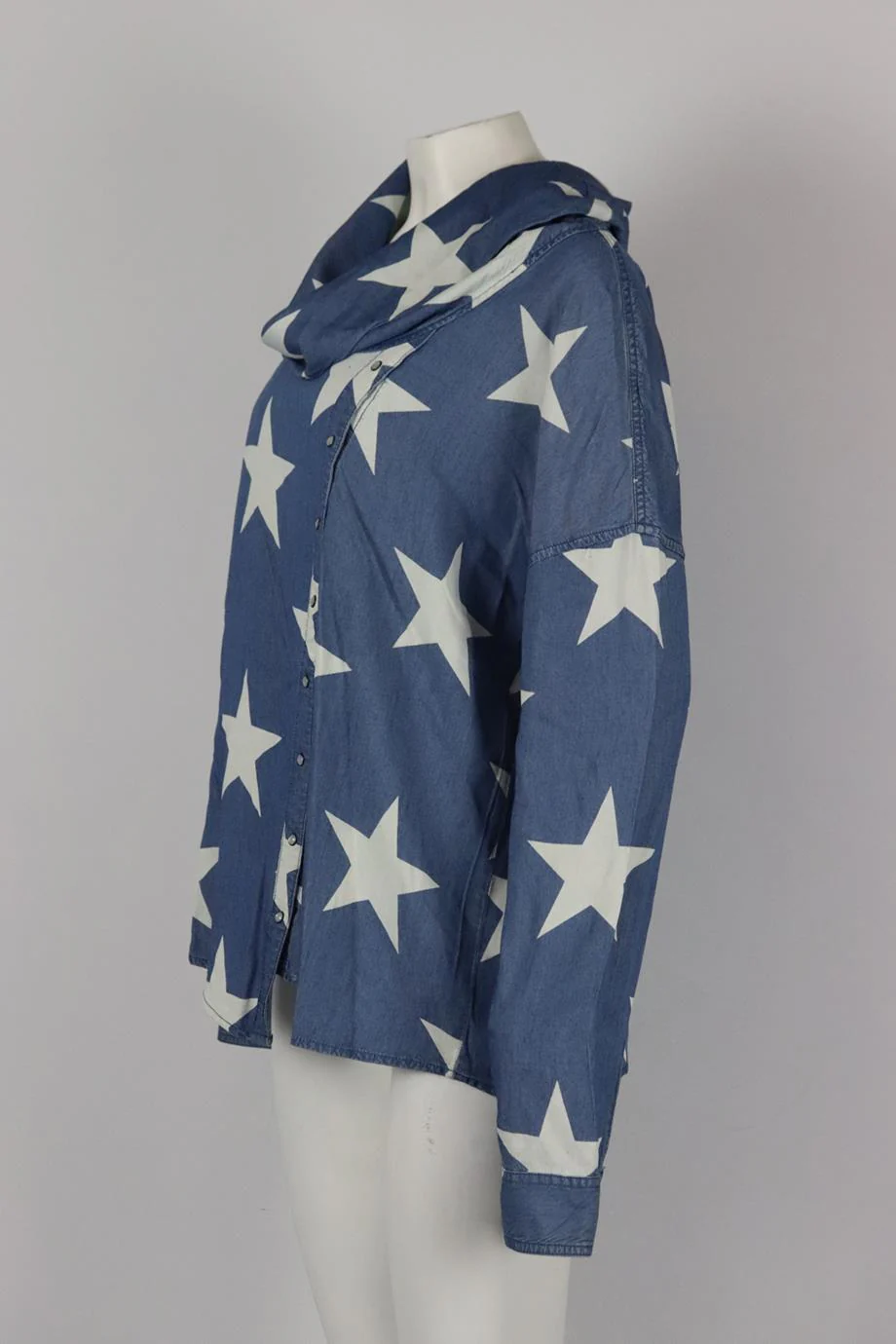 ONE BY ONE TEASPOON PRINTED COTTON CHAMBRAY SHIRT SMALL - Image 3