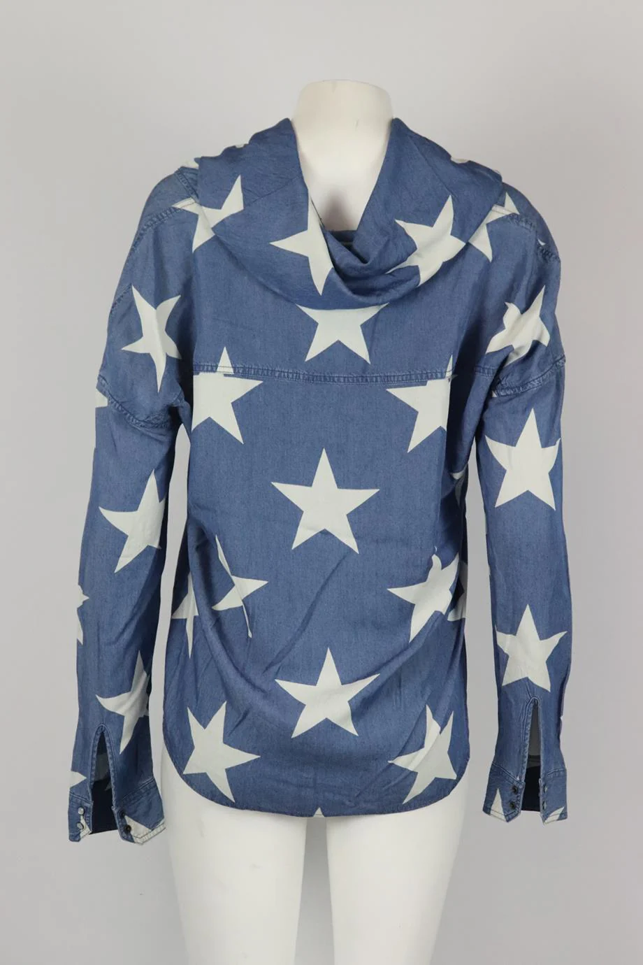 ONE BY ONE TEASPOON PRINTED COTTON CHAMBRAY SHIRT SMALL - Image 4