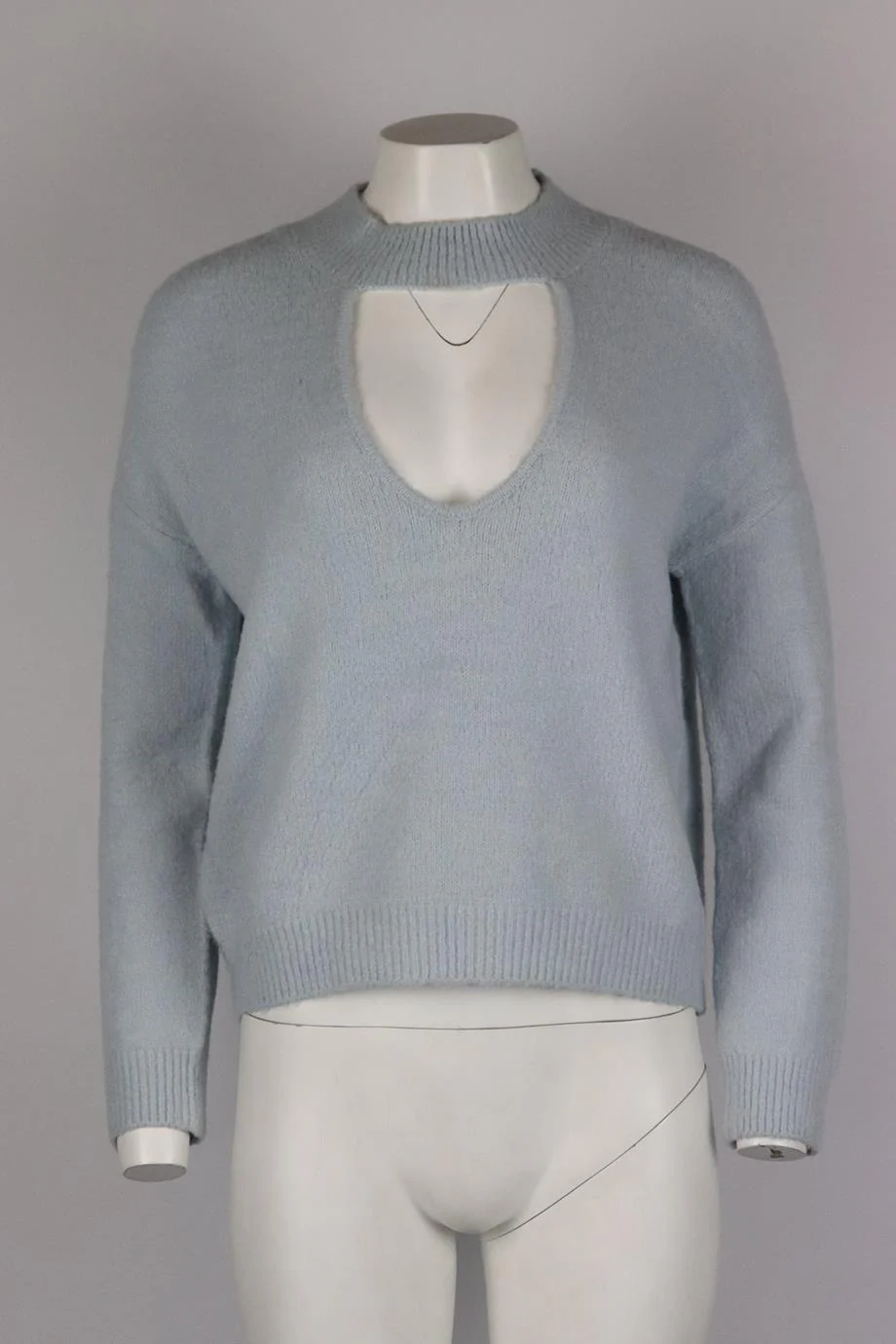 ONE GREY DAY CUTOUT BRUSHED KNITTED SWEATER SMALL - Image 2