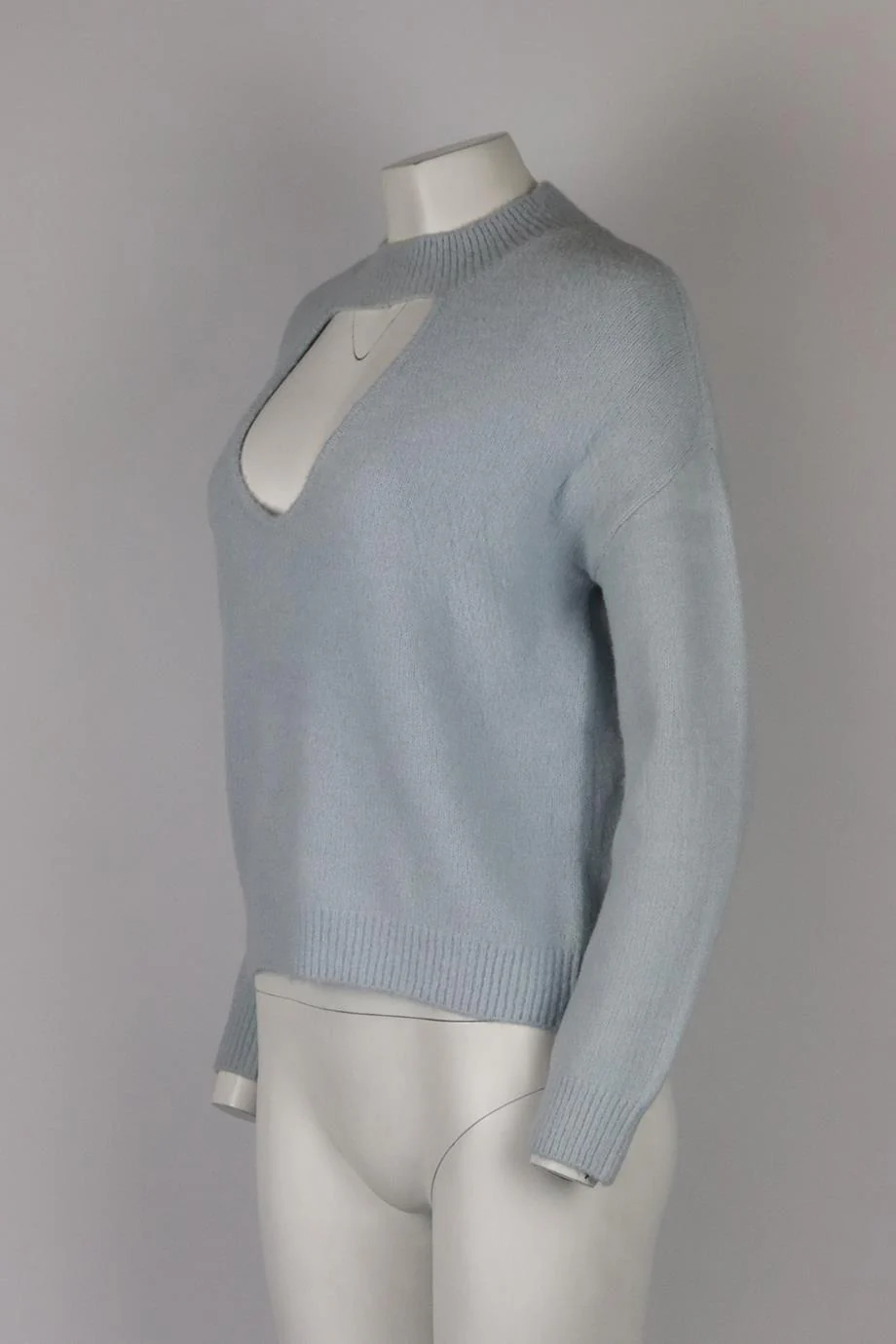 ONE GREY DAY CUTOUT BRUSHED KNITTED SWEATER SMALL - Image 3
