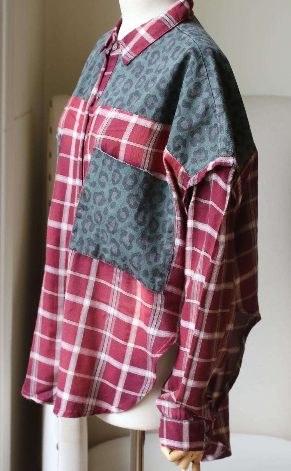 ONE TEASPOON MOTLEY LEOPARD PRINT AND PLAID COTTON SHIRT MEDIUM - Image 4