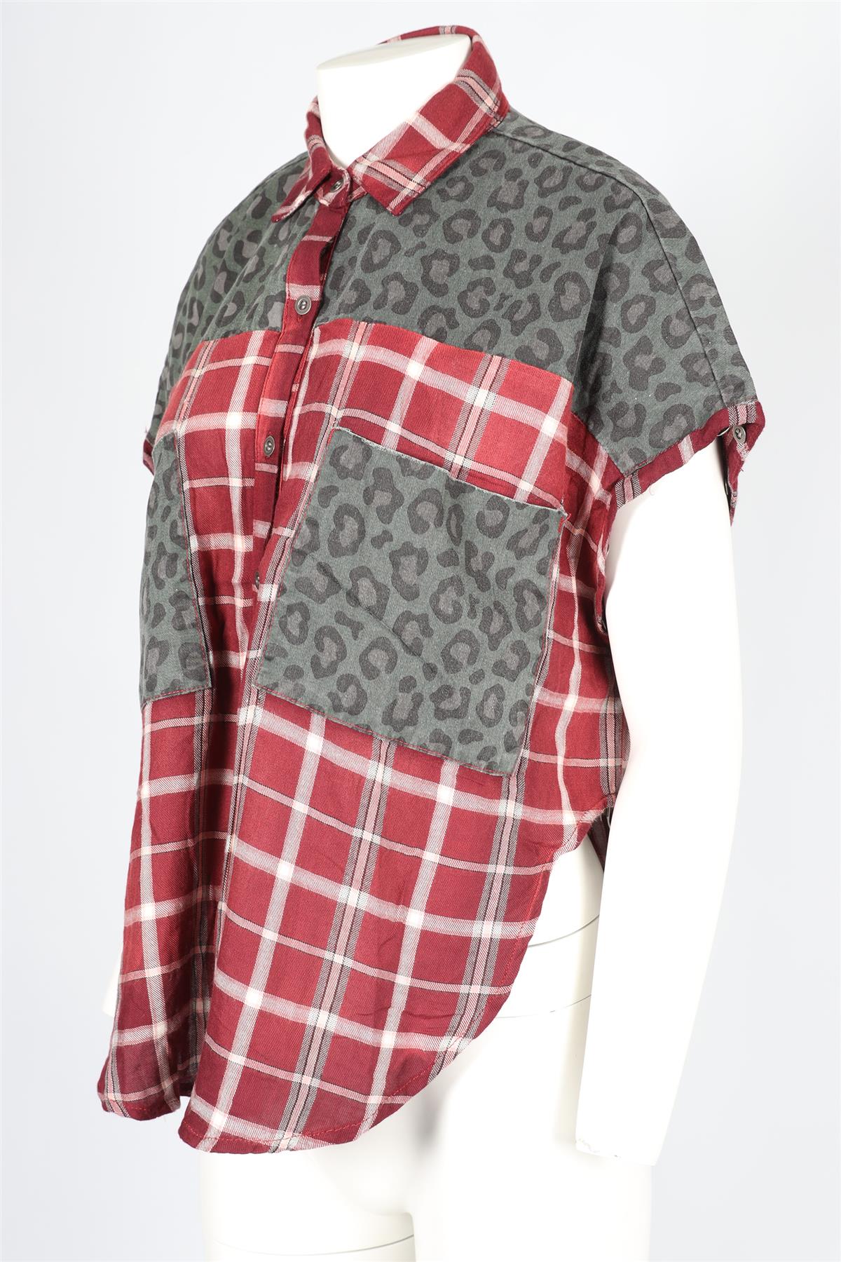 ONE TEASPOON RED CHECKED COTTON SHIRT MEDIUM - Image 3