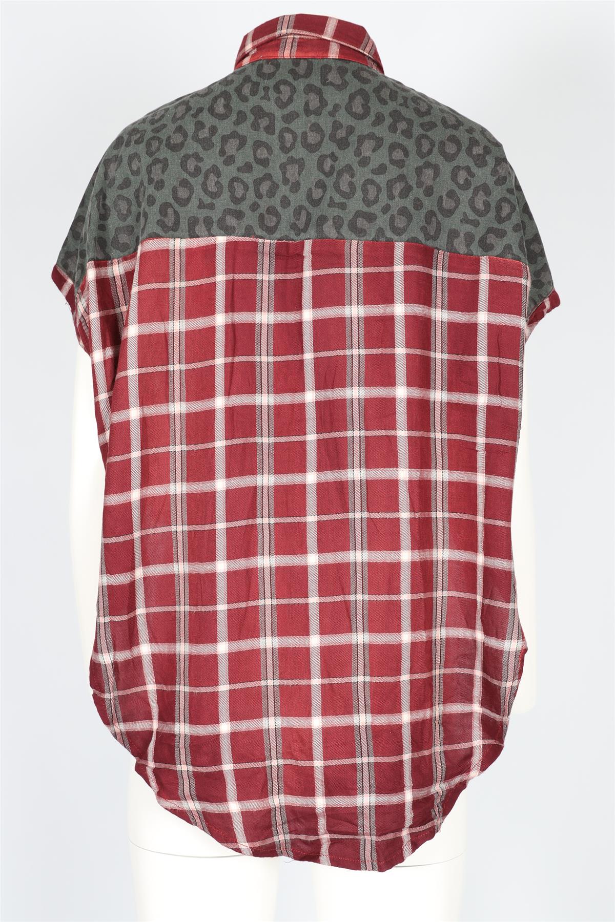 ONE TEASPOON RED CHECKED COTTON SHIRT MEDIUM - Image 4