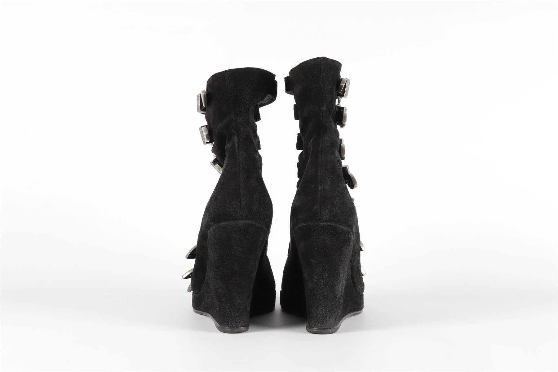 OPENING CEREMONY + CHLOE SEVIGNY BLACK SUEDE WEDGE SANDALS EU 38 UK 5 US 8 - Image 5