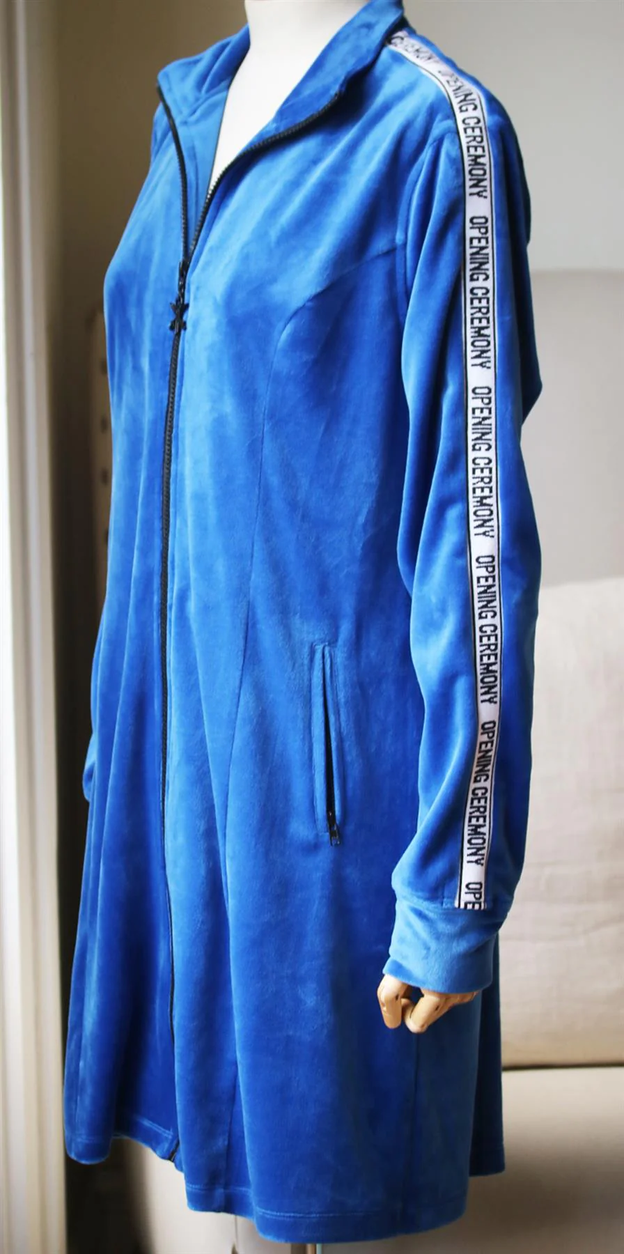 OPENING CEREMONY INTARSIA TRIMMED VELOUR MINI DRESS LARGE - Image 3