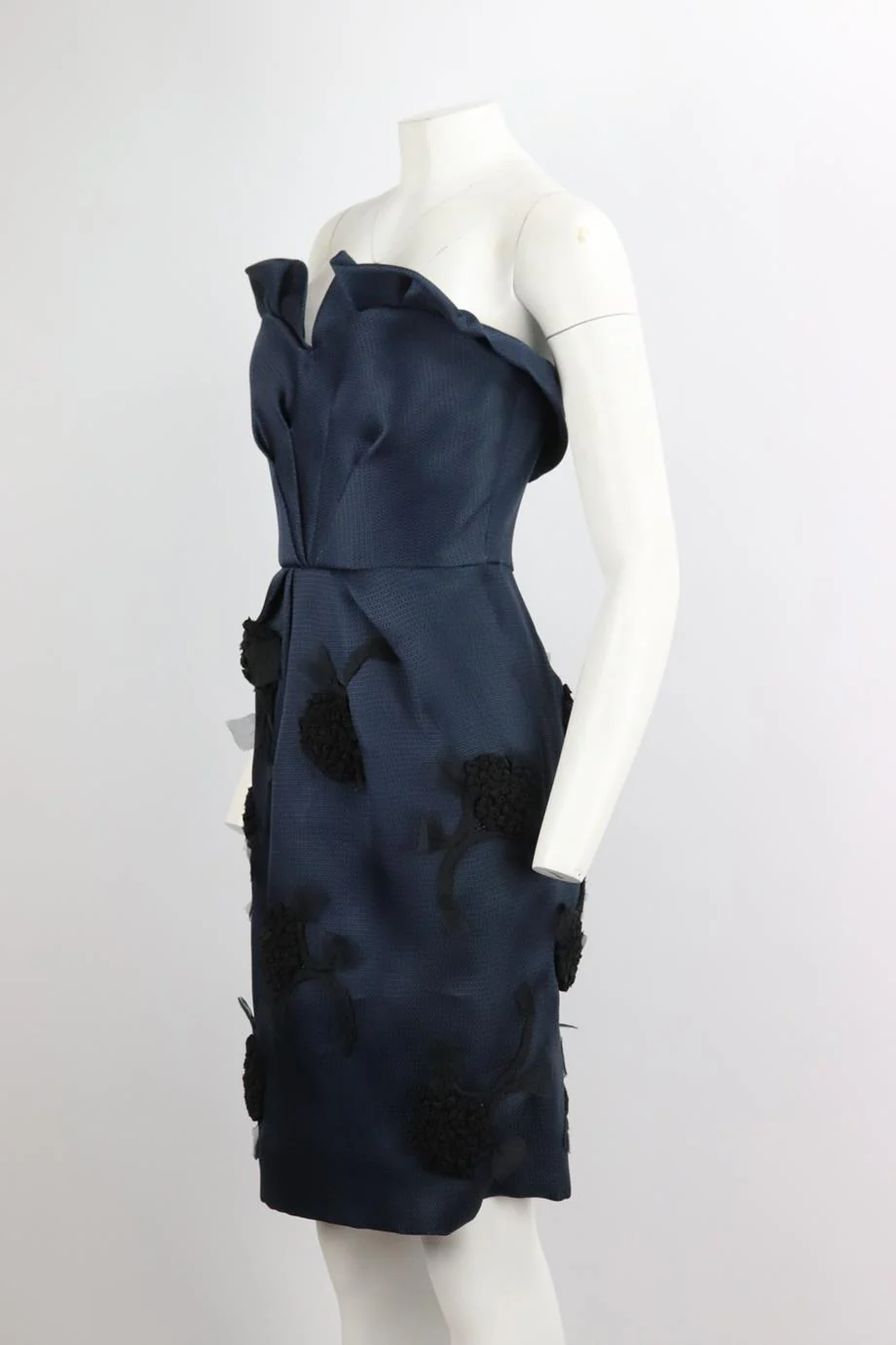 OSCAR DE LA RENTA 2011 STRAPLESS SILK BLEND MIDI DRESS UK 6 - Image 3
