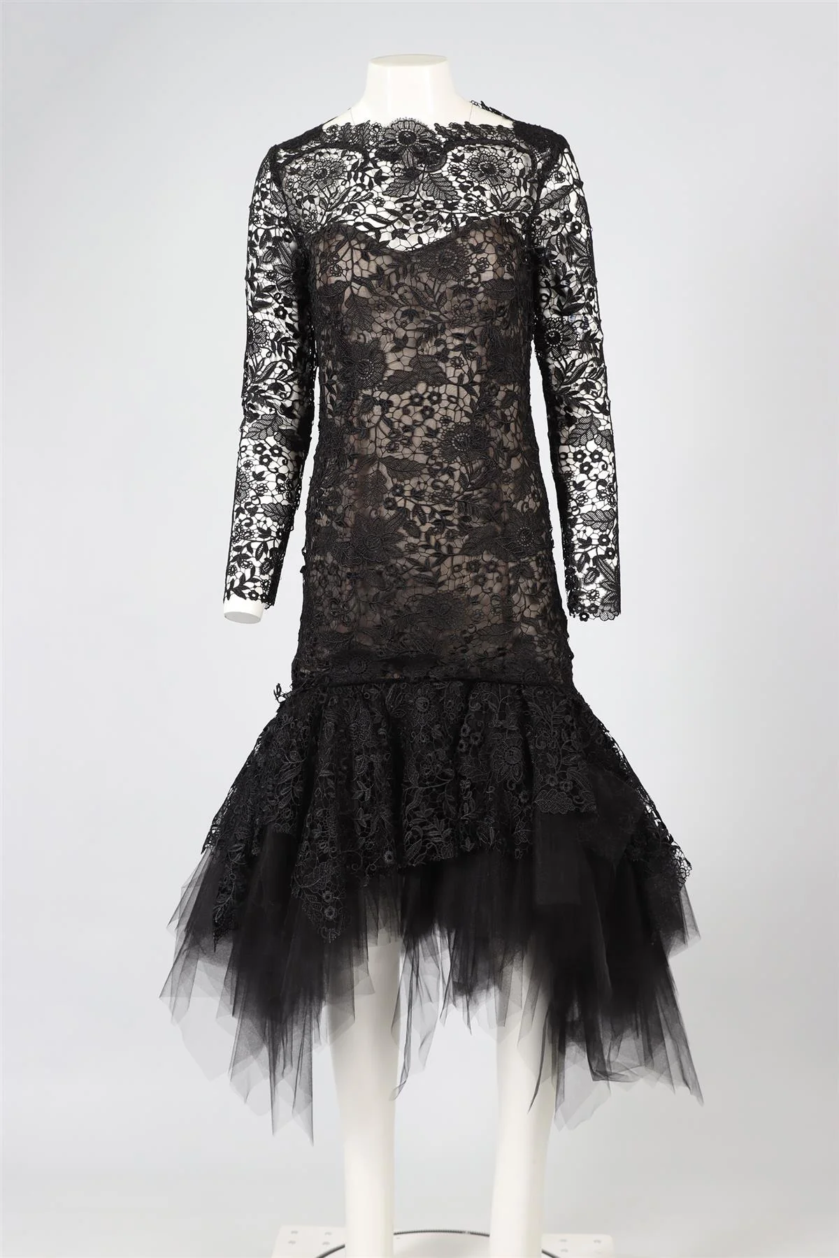OSCAR DE LA RENTA BLACK 2019 LACE MAXI DRESS US 4 UK 8 - Image 2