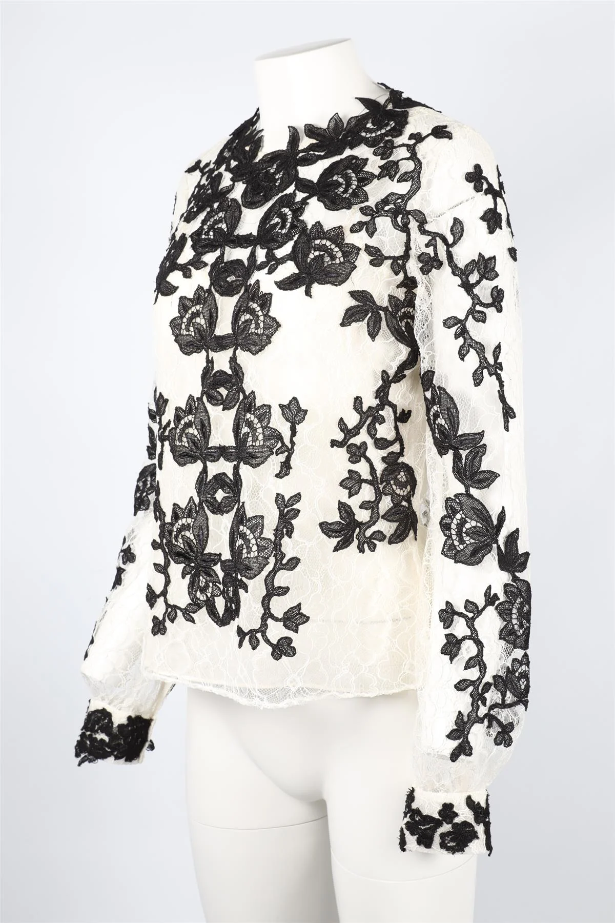 OSCAR DE LA RENTA BLACK AND WHITE LACE TOP US 4 UK 8 - Image 3