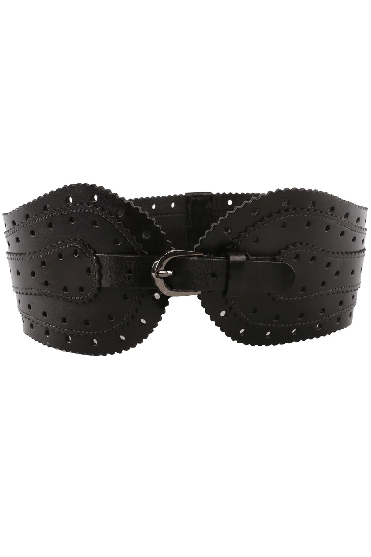 OSCAR DE LA RENTA BLACK LEATHER WAIST BELT SMALL