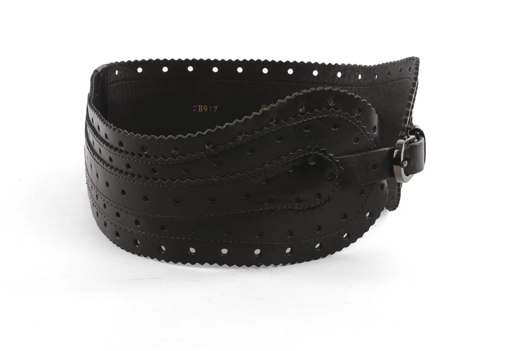 OSCAR DE LA RENTA BLACK LEATHER WAIST BELT SMALL - Image 3