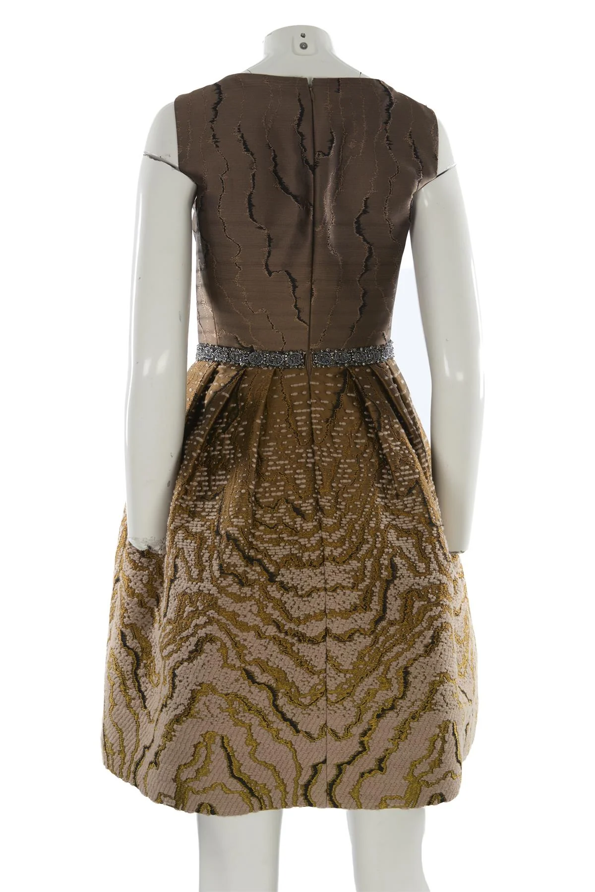 OSCAR DE LA RENTA BRONZE 2008 WOOL DRESS US 4 UK 8 - Image 4