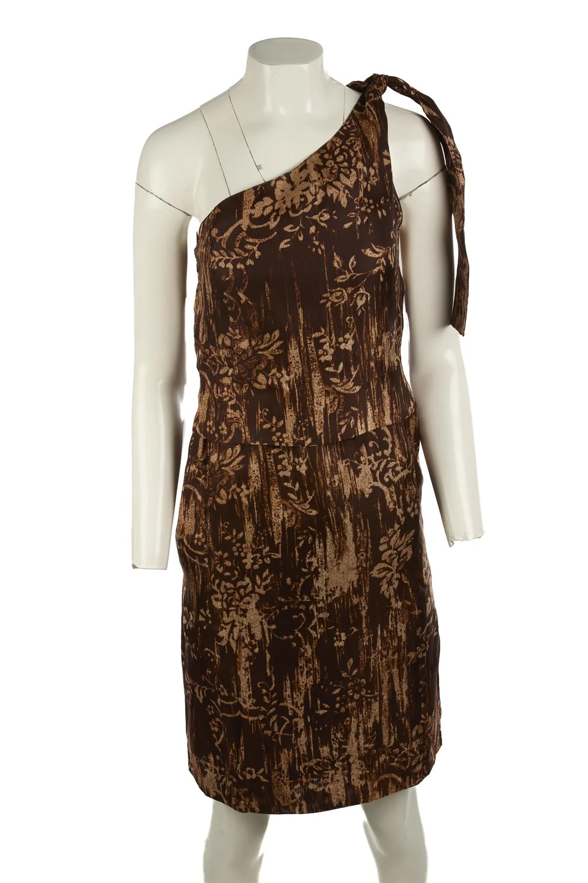OSCAR DE LA RENTA BROWN 2009 SILK MINI DRESS US 6 UK 10 - Image 2