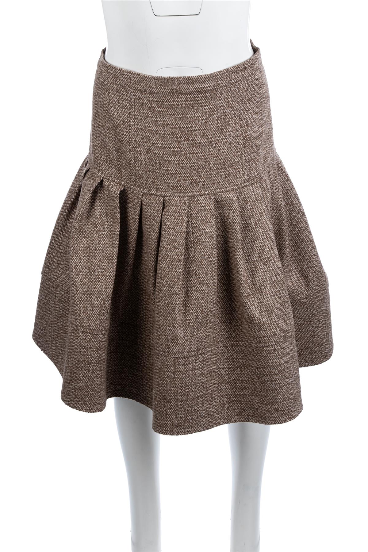 OSCAR DE LA RENTA BROWN 2009 WOOL SKIRT US 4 UK 8 - Image 2