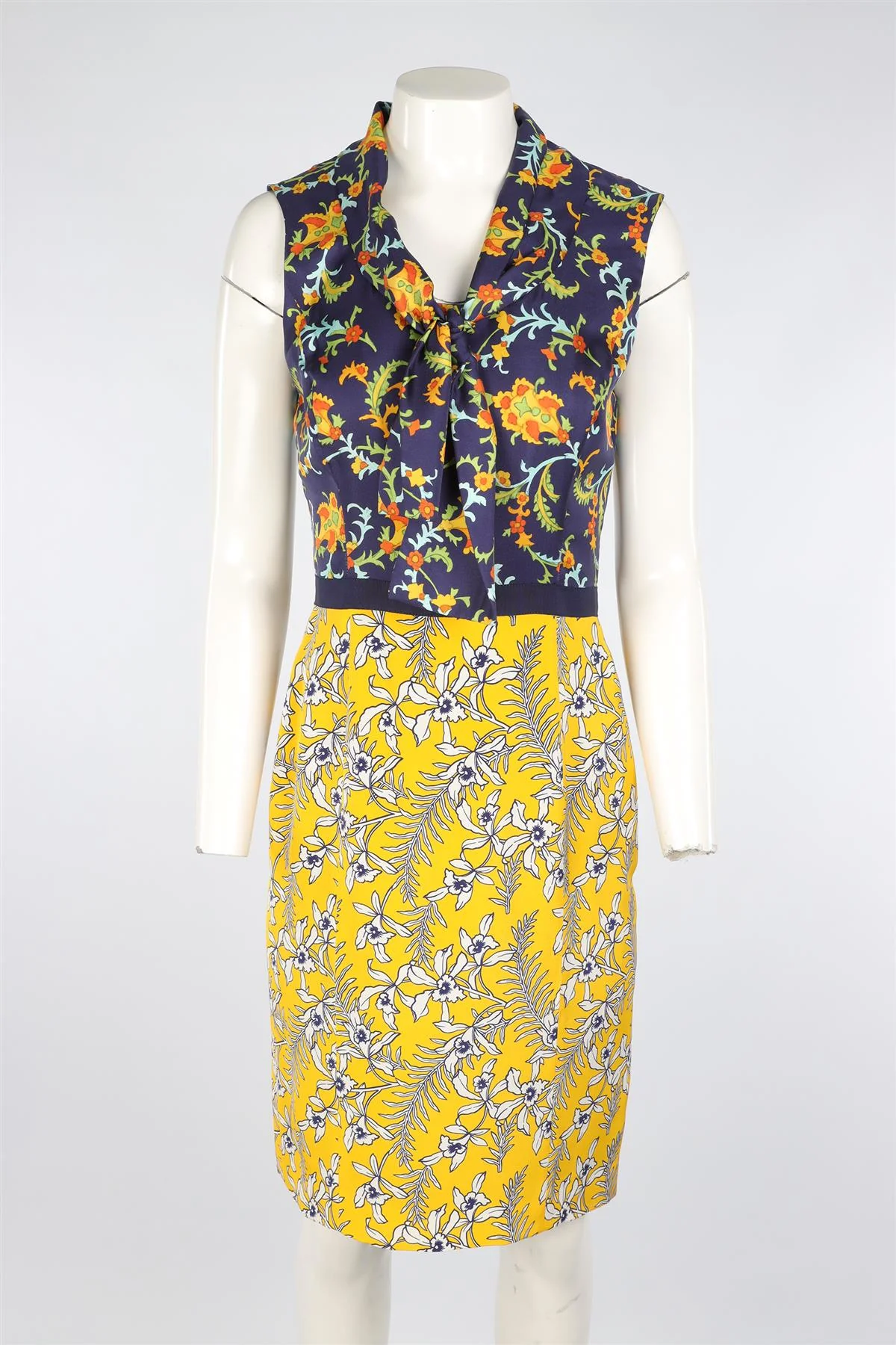 OSCAR DE LA RENTA NAVY 2016 SILK MIDI DRESS IT 42 UK 10 - Image 2