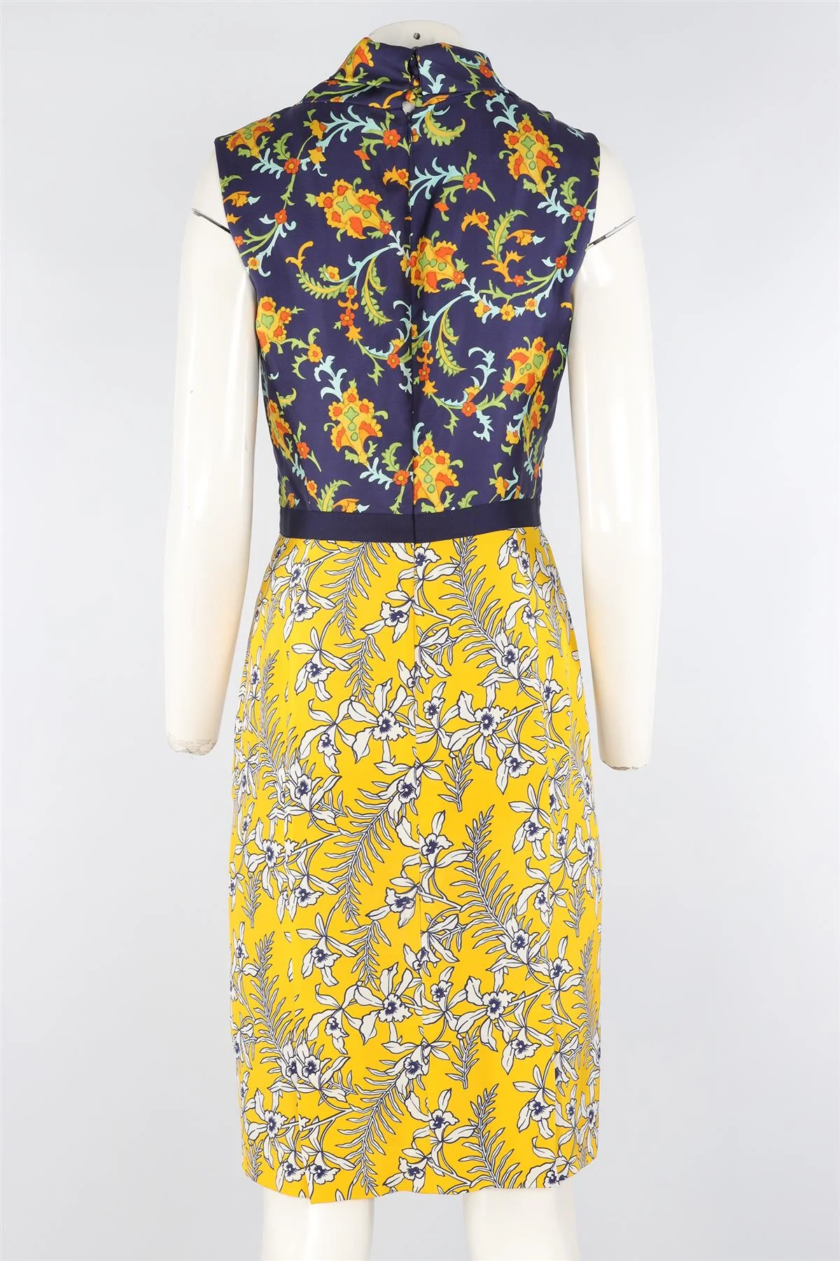 OSCAR DE LA RENTA NAVY 2016 SILK MIDI DRESS IT 42 UK 10 - Image 4
