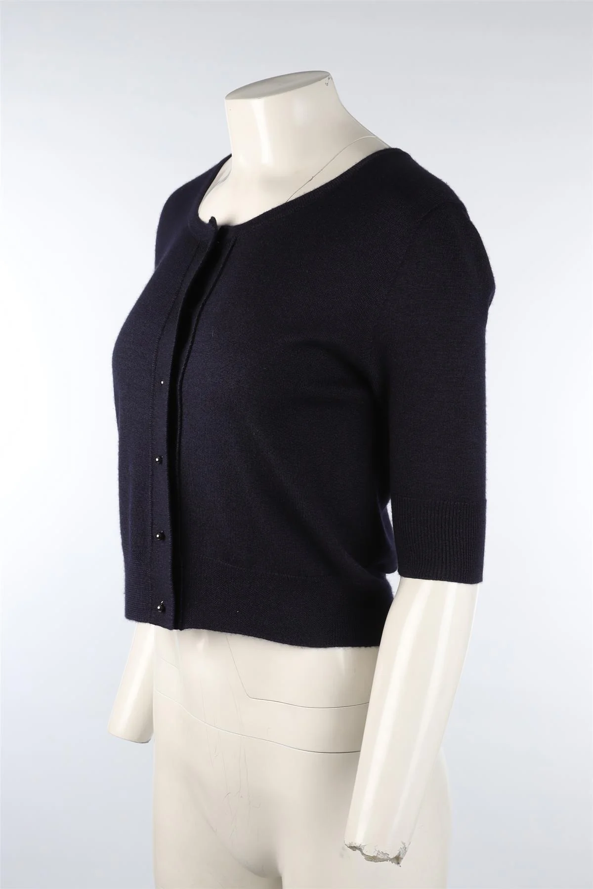 OSCAR DE LA RENTA NAVY KNIT CARDIGAN SMALL - Image 3