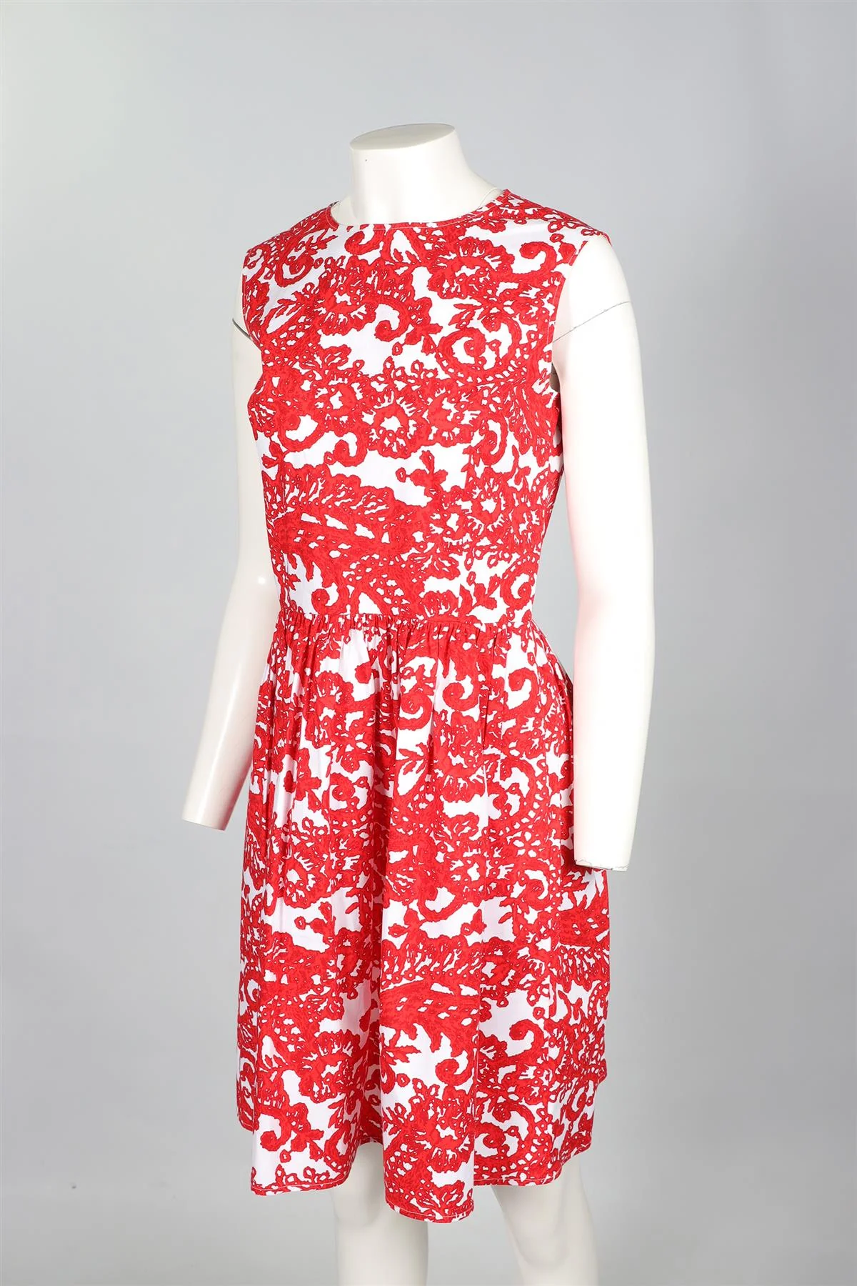 OSCAR DE LA RENTA RED COTTON MINI DRESS US 6 UK 10 - Image 3