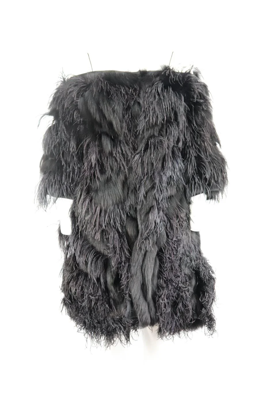 OSCAR DE LA RENTA SHADOW FOX FUR AND FEATHER COAT US 8 UK 12 - Image 2