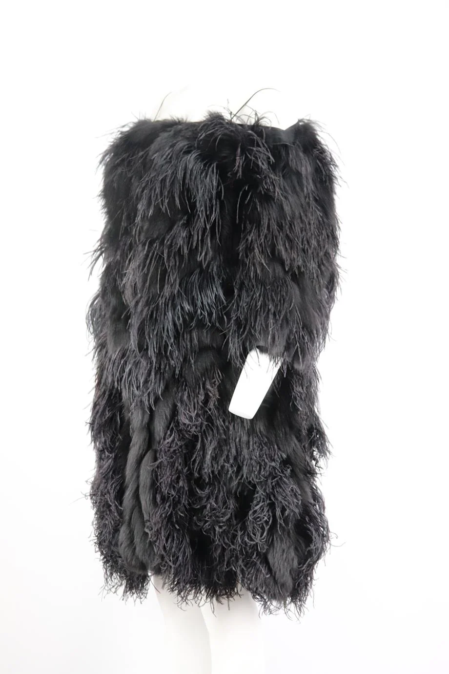 OSCAR DE LA RENTA SHADOW FOX FUR AND FEATHER COAT US 8 UK 12 - Image 3