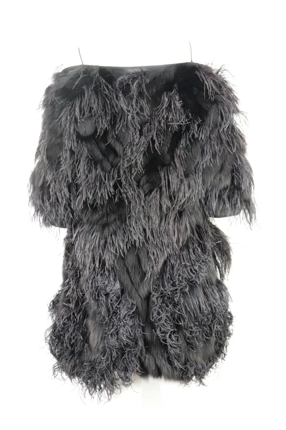 OSCAR DE LA RENTA SHADOW FOX FUR AND FEATHER COAT US 8 UK 12 - Image 4