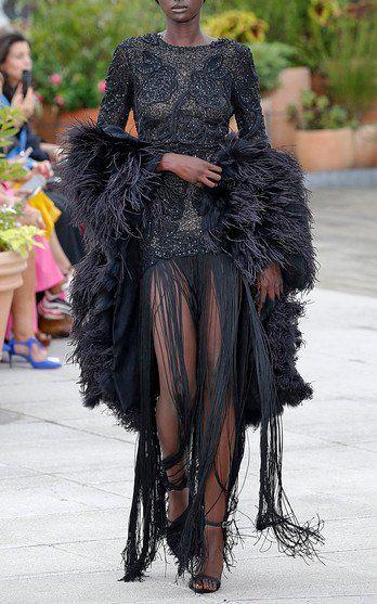 OSCAR DE LA RENTA SHADOW FOX FUR AND FEATHER COAT US 8 UK 12 - Image 7
