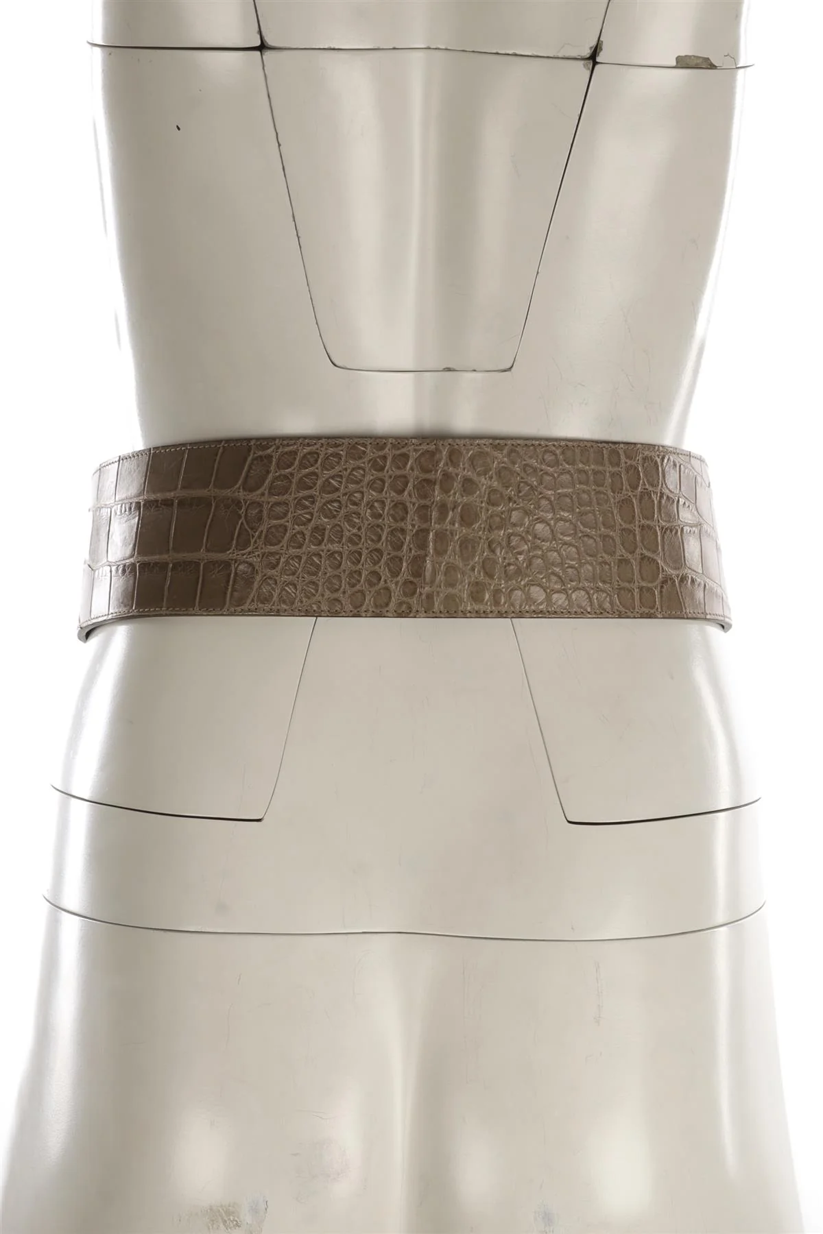 OSCAR DE LA RENTA TAUPE ALLIGATOR WAIST BELT SMALL - Image 11