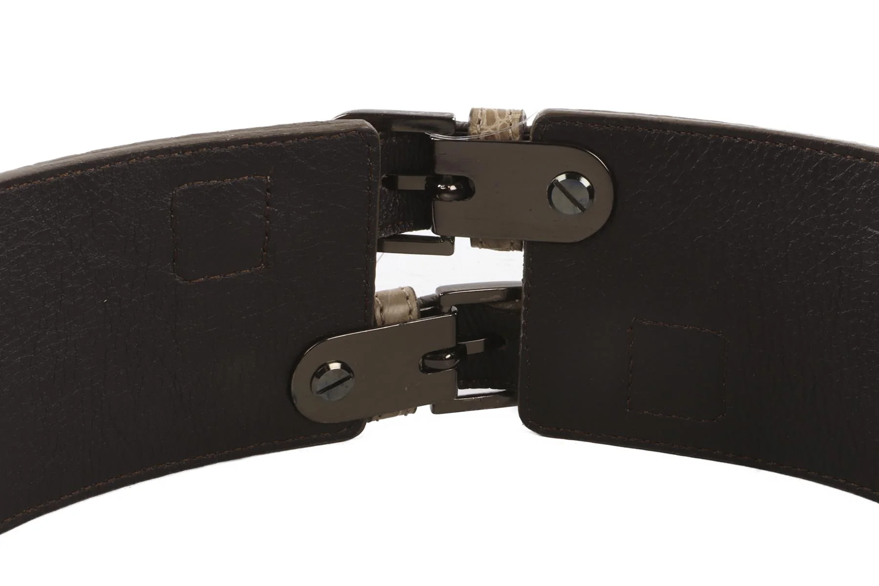 OSCAR DE LA RENTA TAUPE ALLIGATOR WAIST BELT SMALL - Image 8