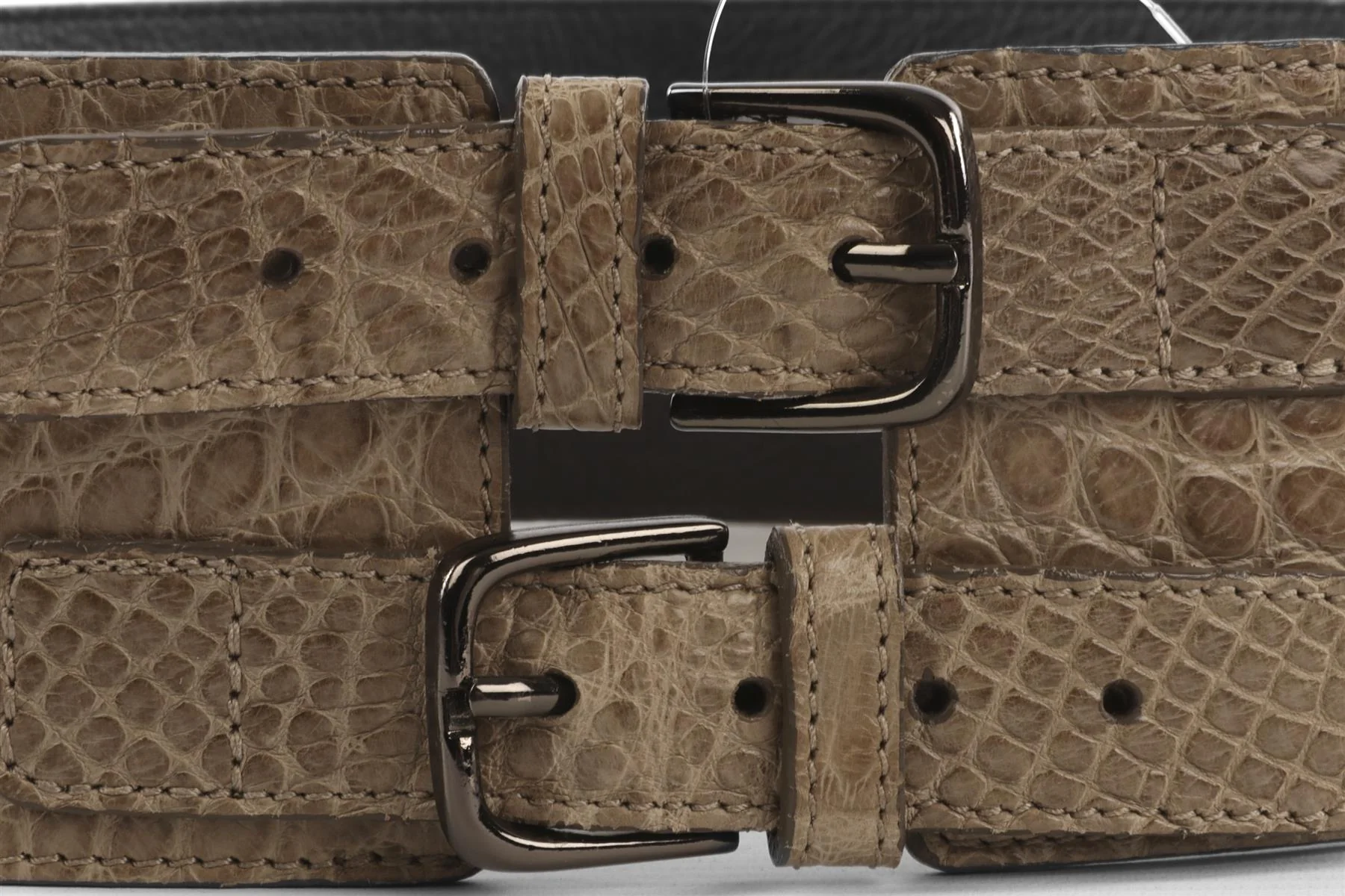 OSCAR DE LA RENTA TAUPE ALLIGATOR WAIST BELT SMALL - Image 9